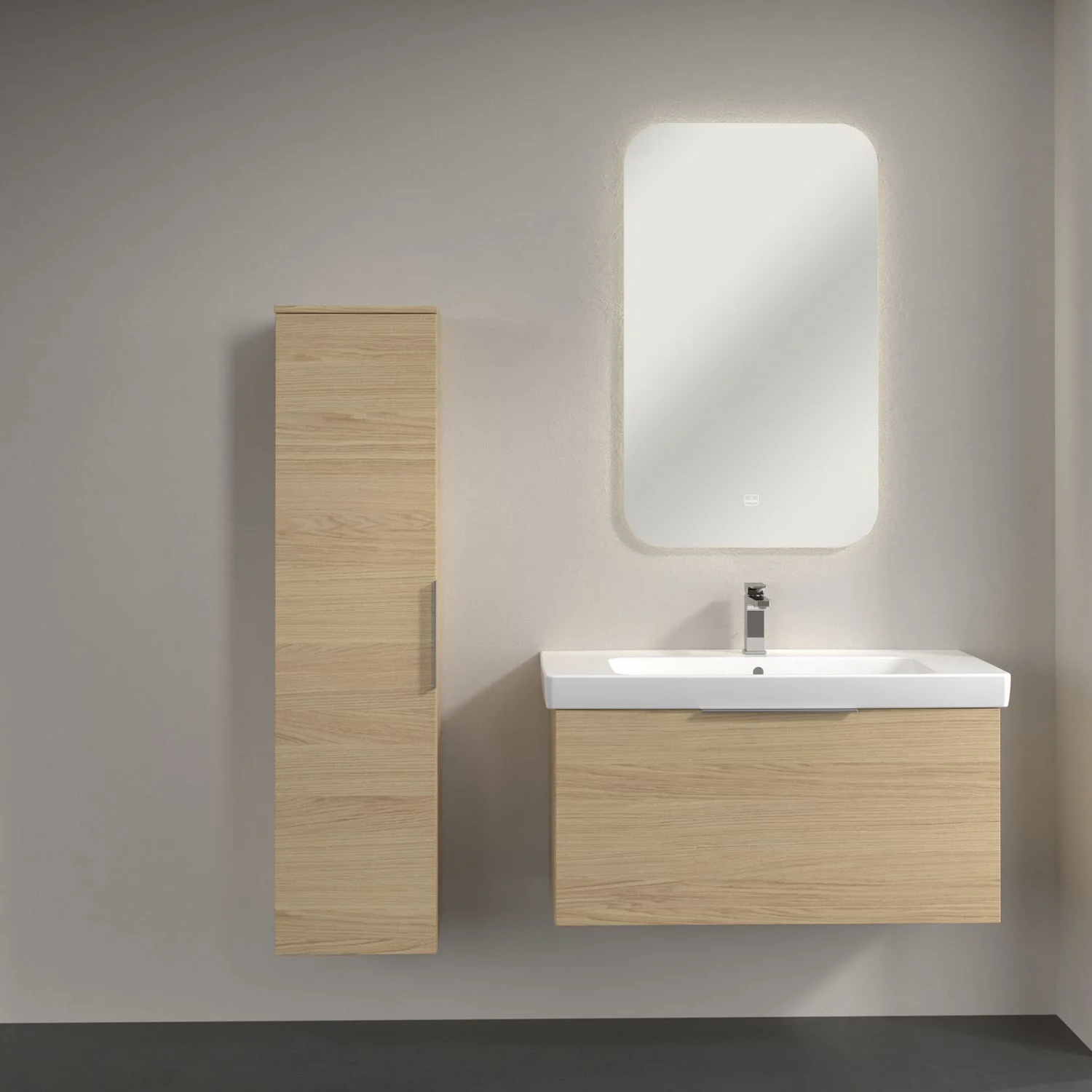 Meble łazienkowe w drewnianym wyglądzie z lustrem, Villeroy & Boch