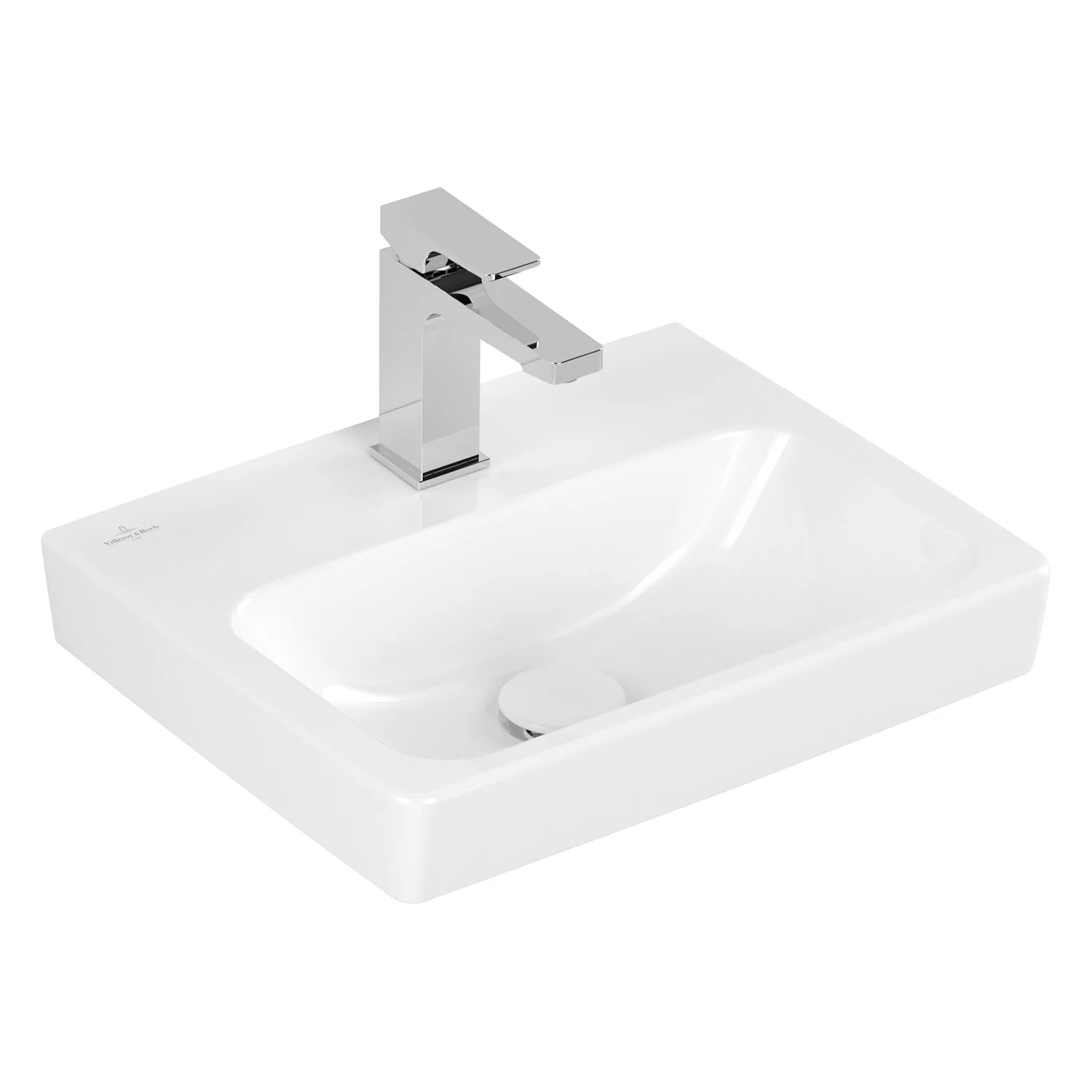 Wycięta umywalka z baterią w kolorze białym, Villeroy & Boch