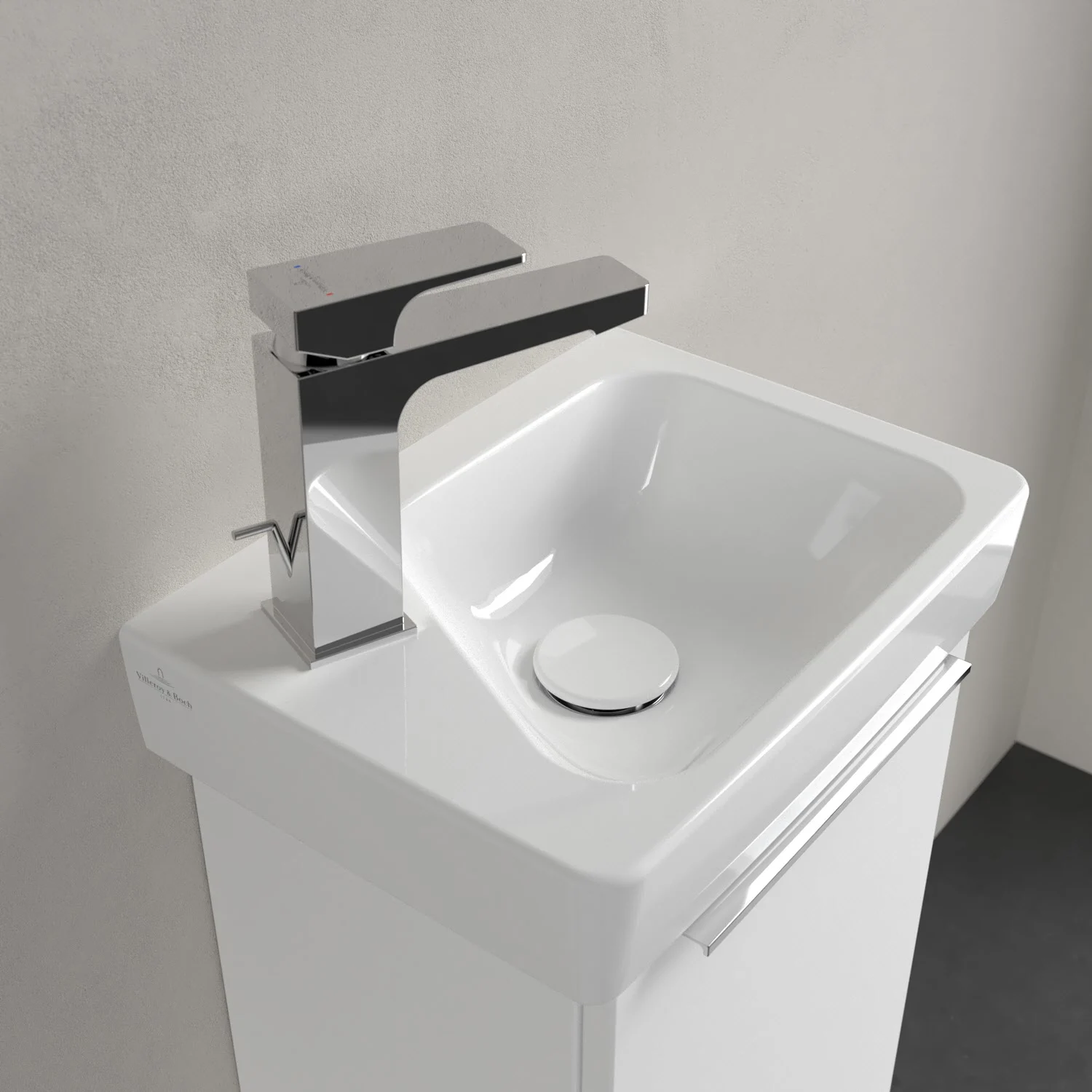 Umywalka z baterią w widoku bocznym, Villeroy & Boch