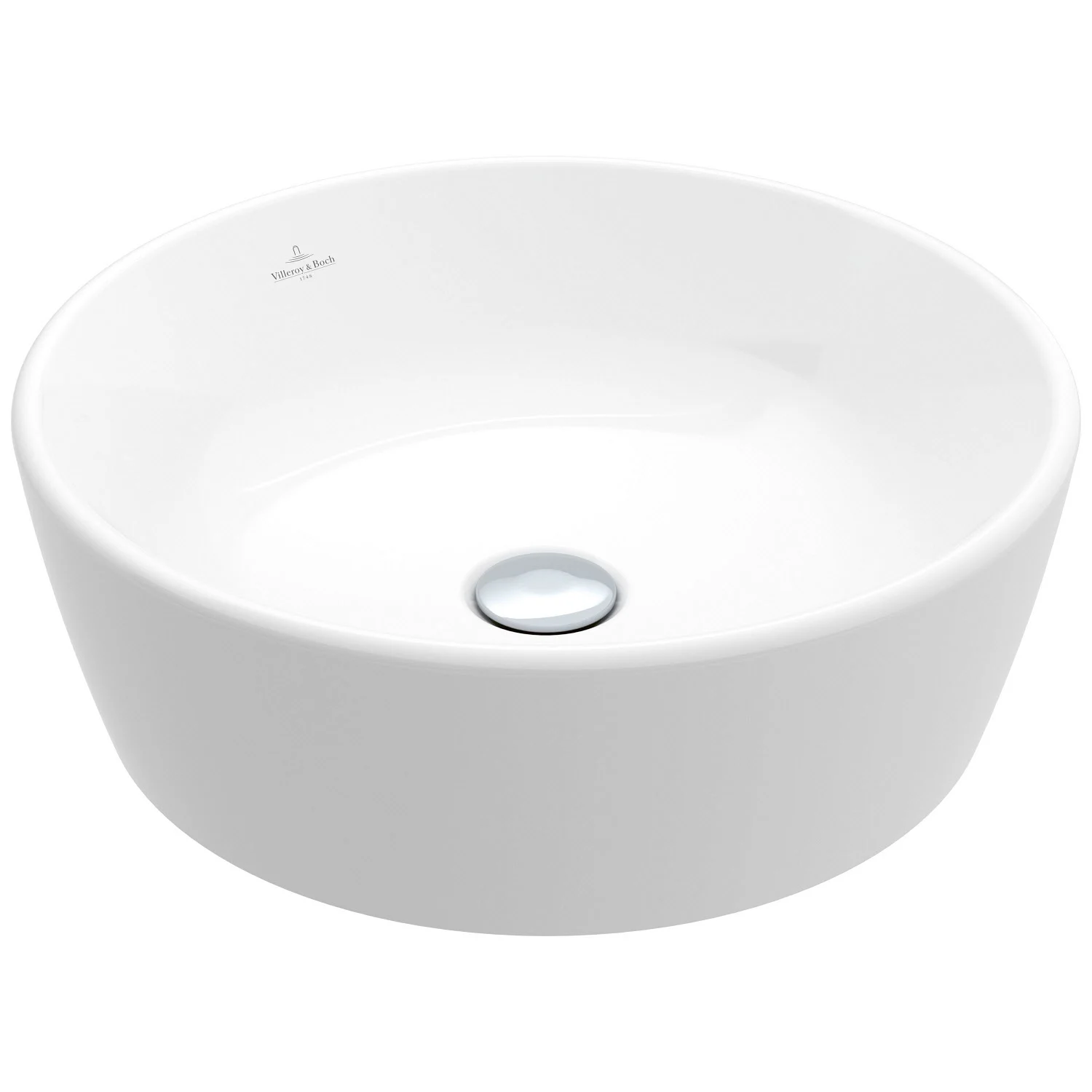 Okrągła biała umywalka w widoku z przodu, Villeroy & Boch