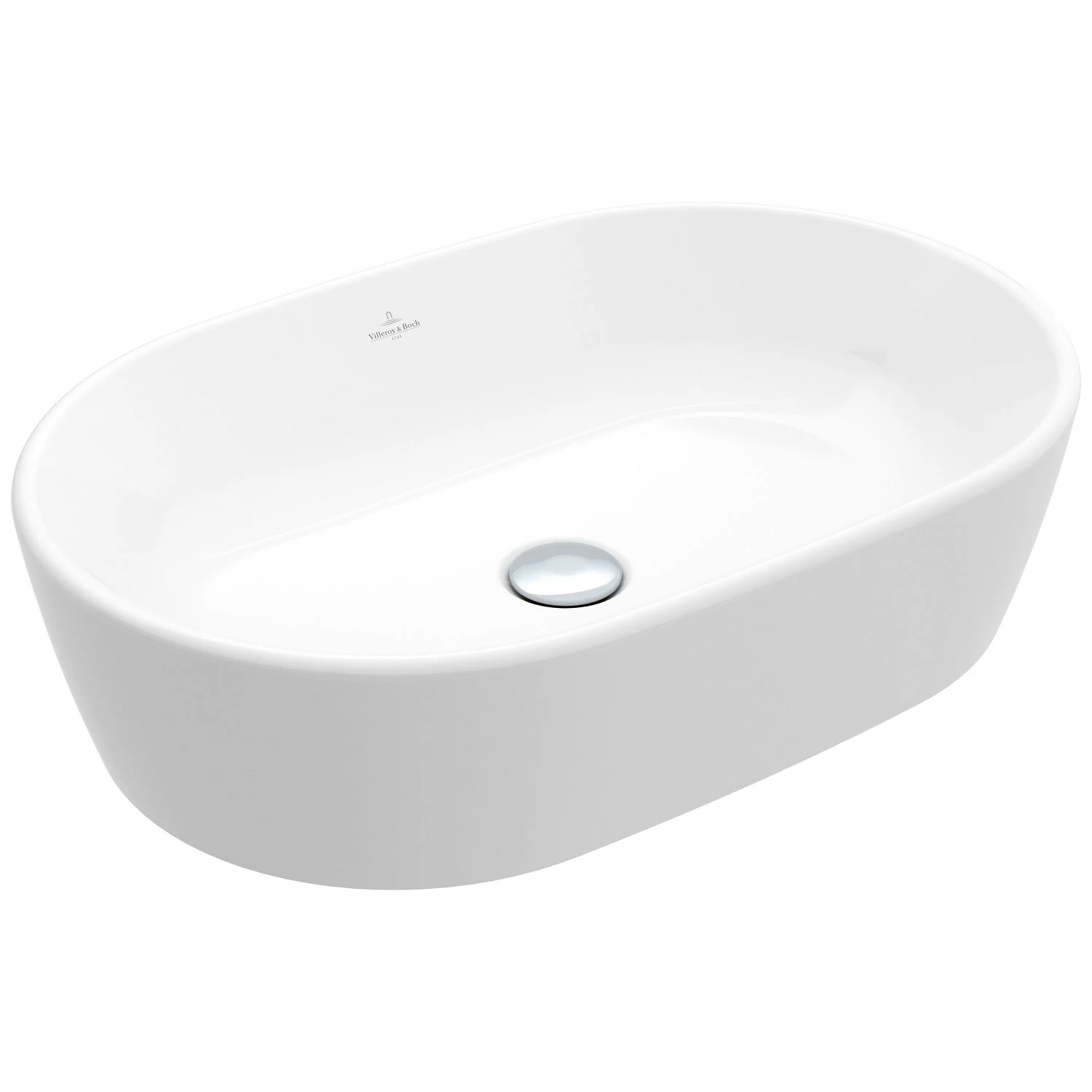 Owalna biała umywalka w widoku z przodu, Villeroy & Boch