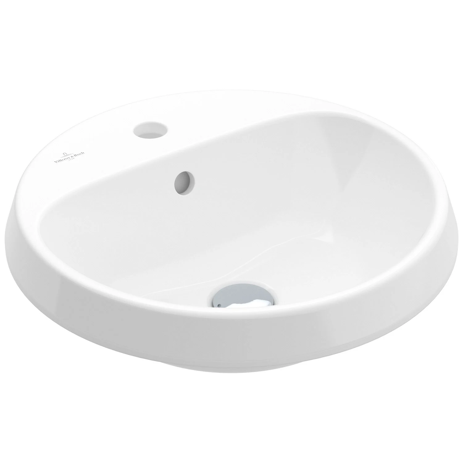 Okrągła biała umywalka z widokiem z boku, Villeroy & Boch