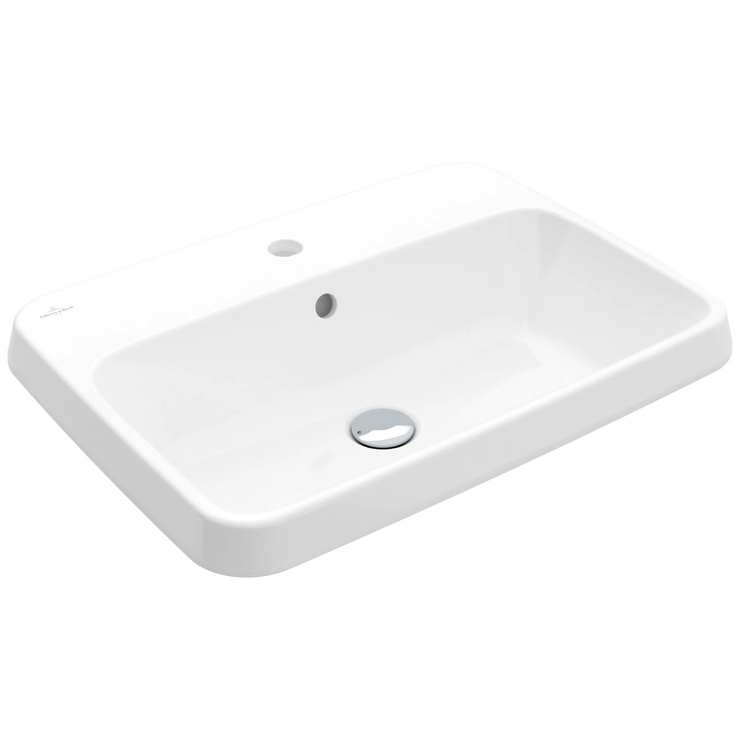 Prostokątna umywalka z widokiem z boku, biała, Villeroy & Boch