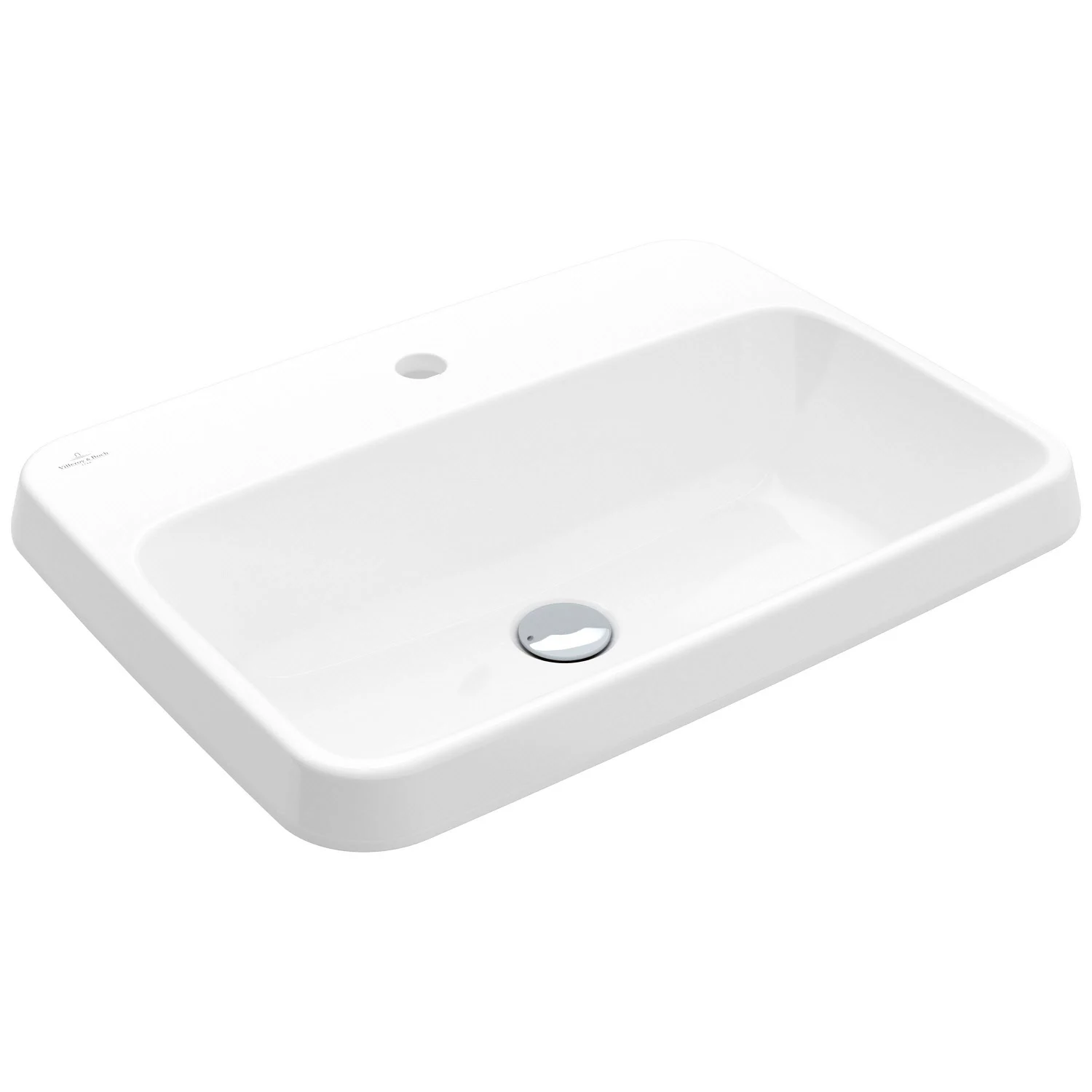 Prostokątna umywalka z widokiem z boku, biała, Villeroy & Boch