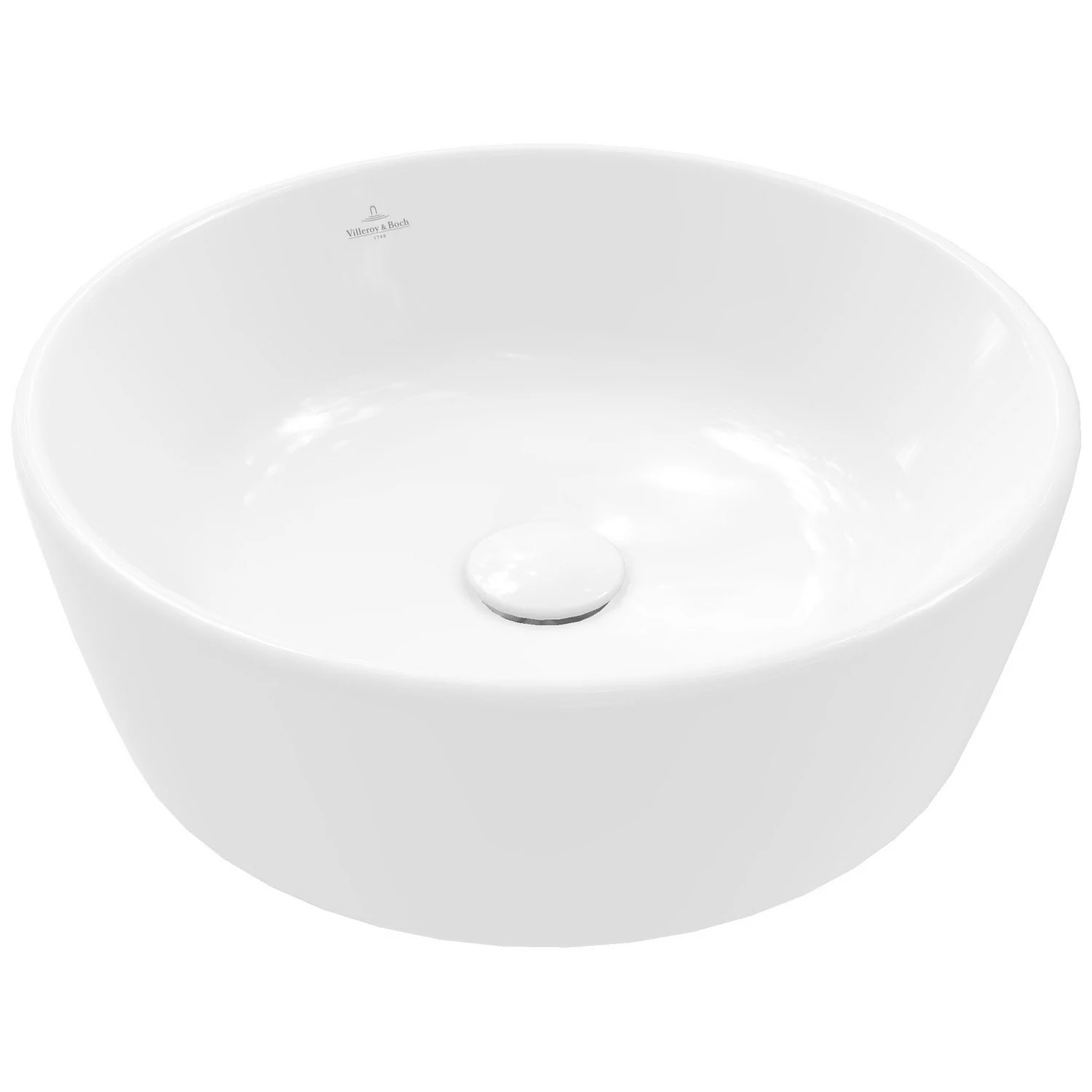 Okrągła biała umywalka widok z przodu, Villeroy & Boch