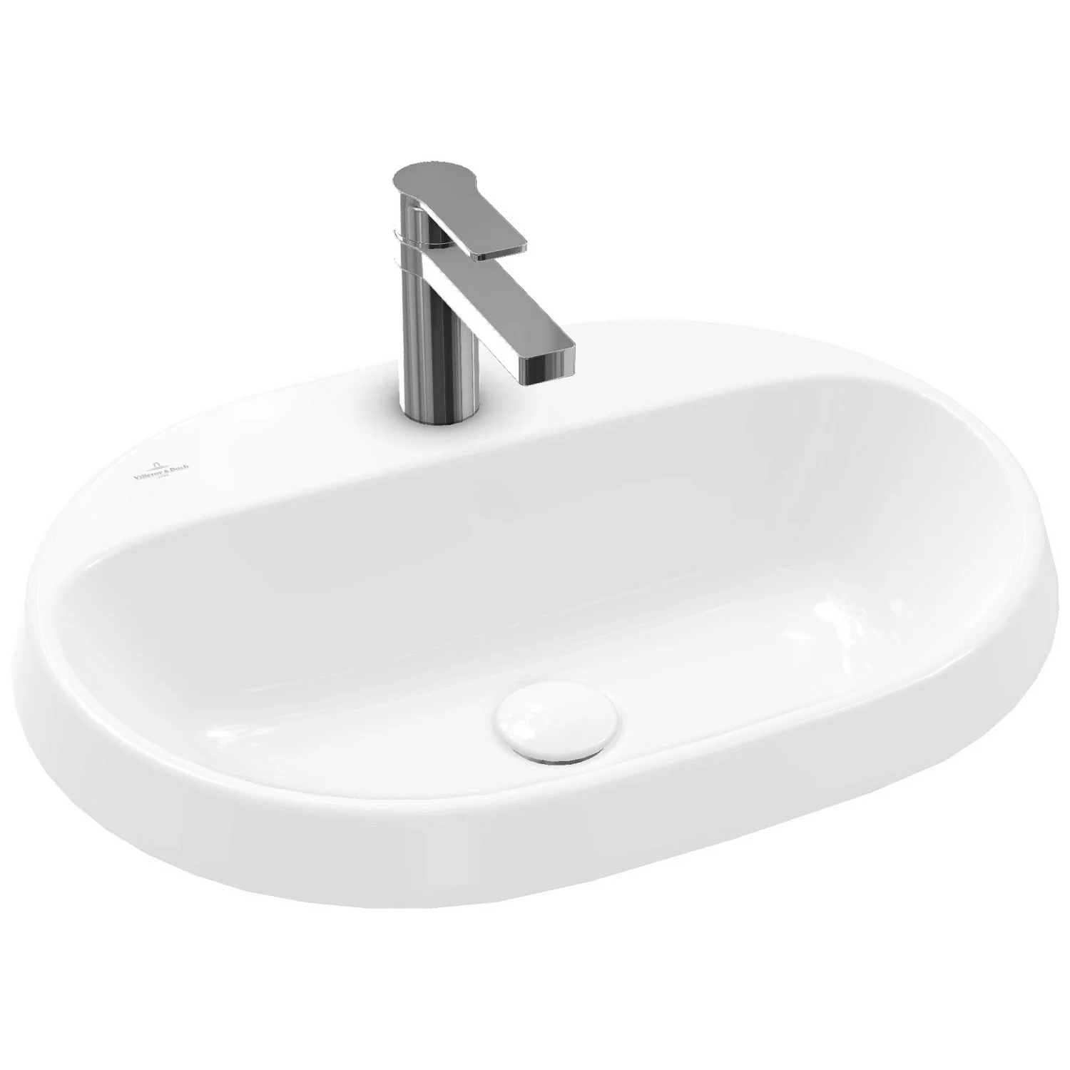 Owalna umywalka z baterią w widoku z przodu, Villeroy & Boch