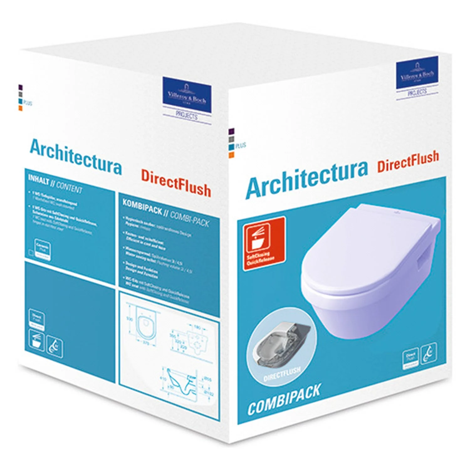 Villeroy & Boch Architectura WC-Set Direct Flush, mit Vorwandelement und Betätigungsplatte Bild 9
