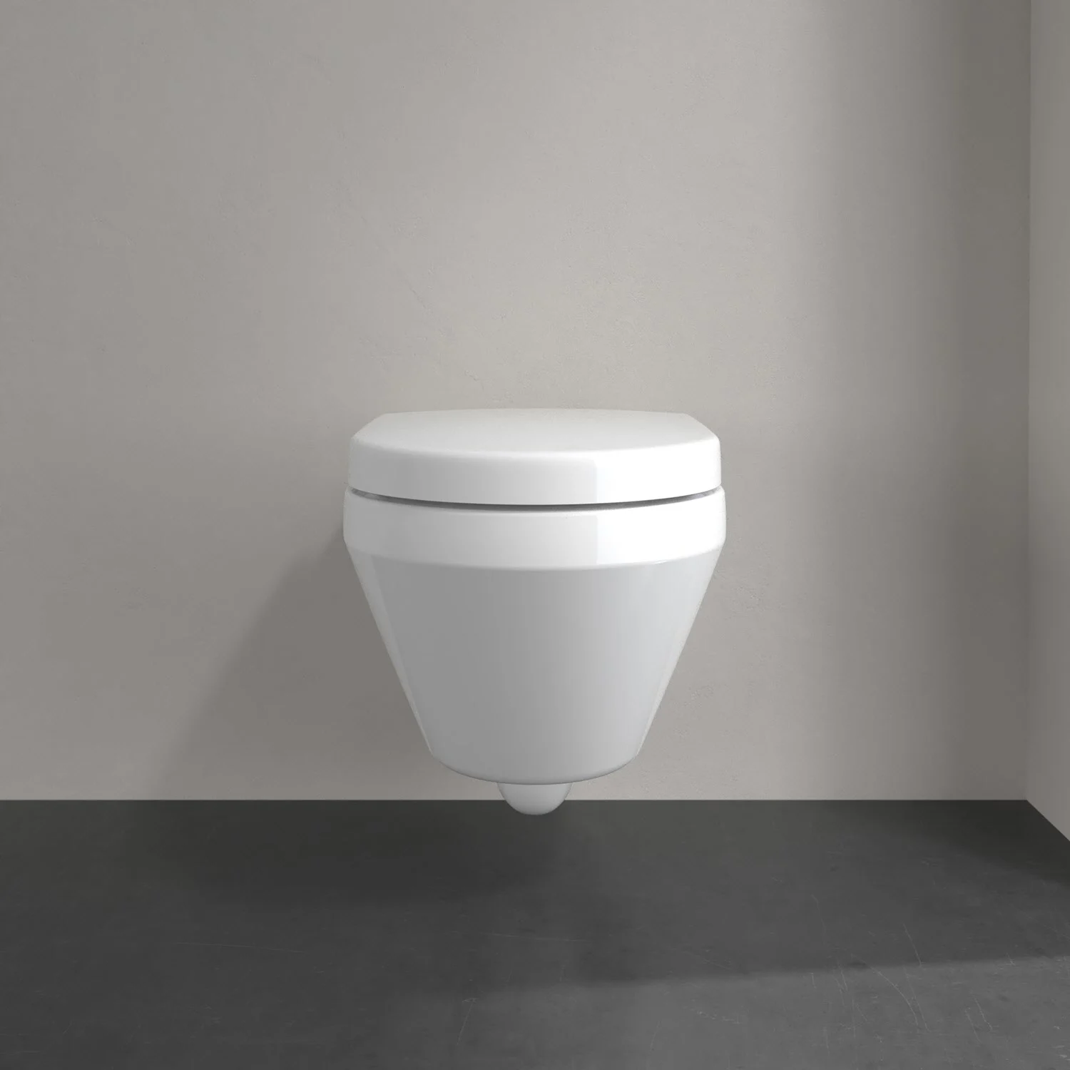 Biała toaleta widok z boku montowana na ścianie, Villeroy & Boch