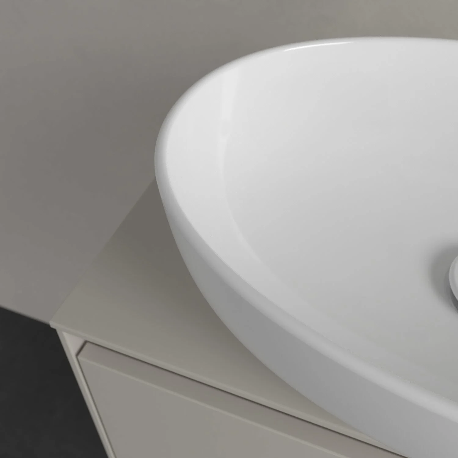 Zbliżenie na umywalkę z białą zewnętrzną stroną, Villeroy & Boch