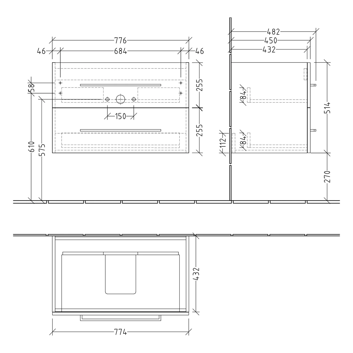 Villeroy & Boch Avento Waschtischunterschrank 77,6 x 51,4 cm, 2 Auszüge Bild 5