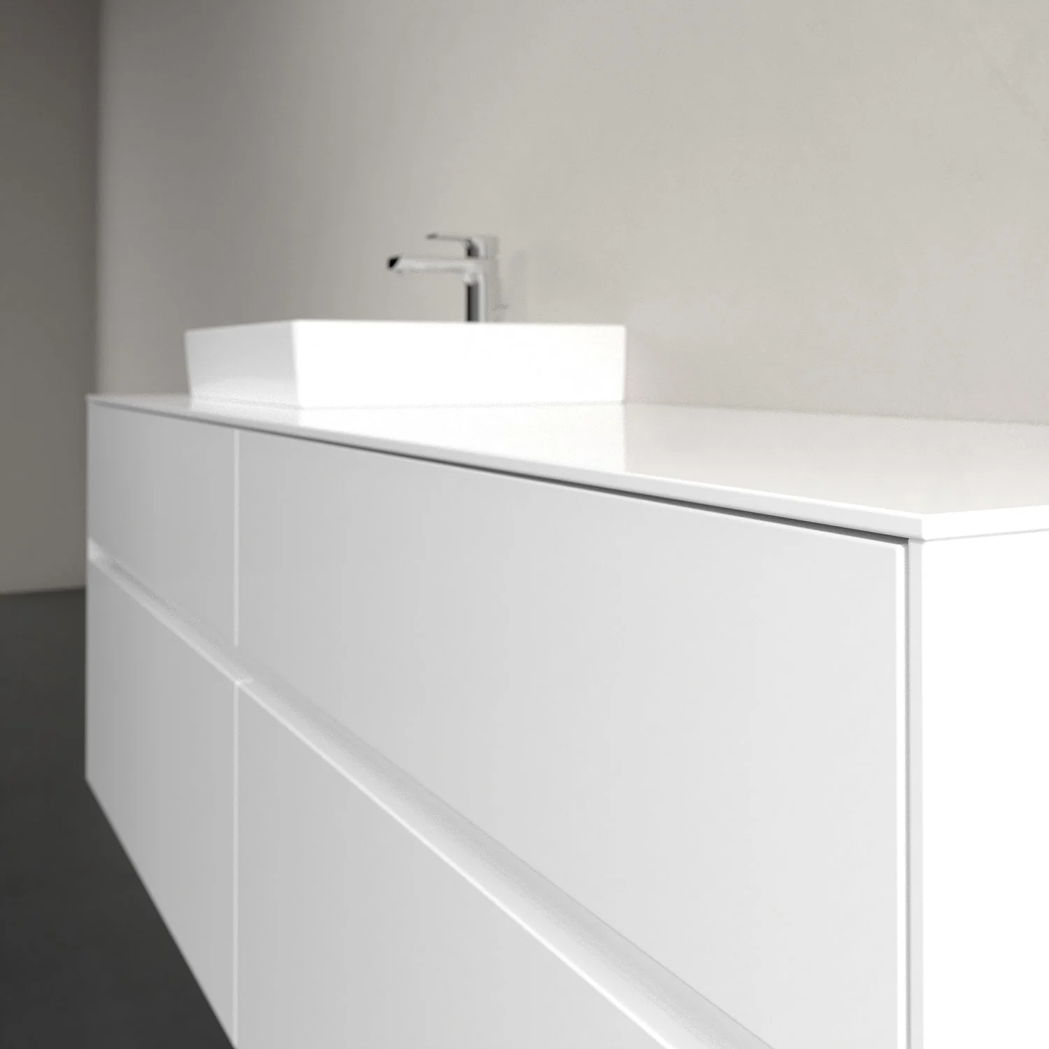 Umywalka z białą powierzchnią z bliska, Villeroy & Boch