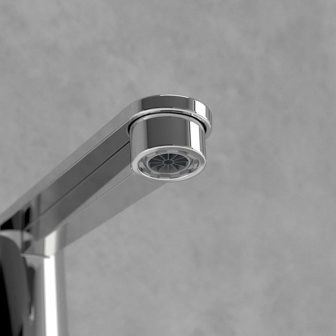 Chromowana bateria zbliżenie od dołu, Villeroy & Boch