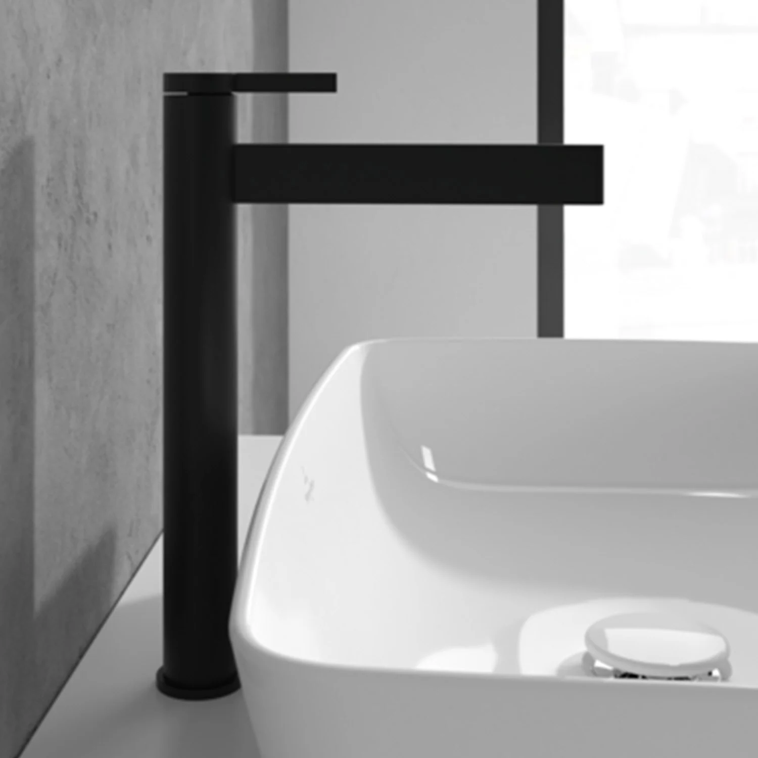Czarna bateria z kwadratową wylewką, Villeroy & Boch