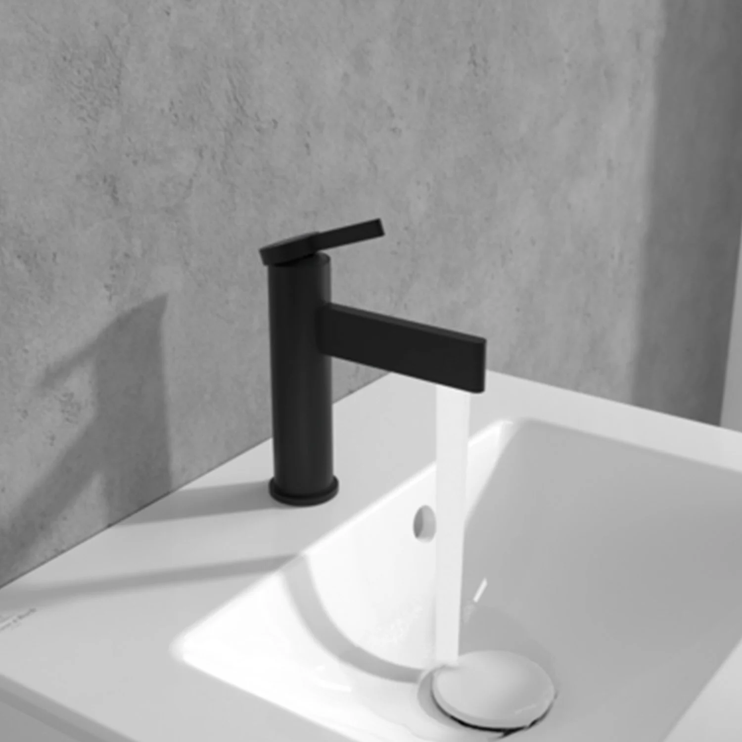 Czarny kran z bieżącą wodą w łazience, Villeroy & Boch