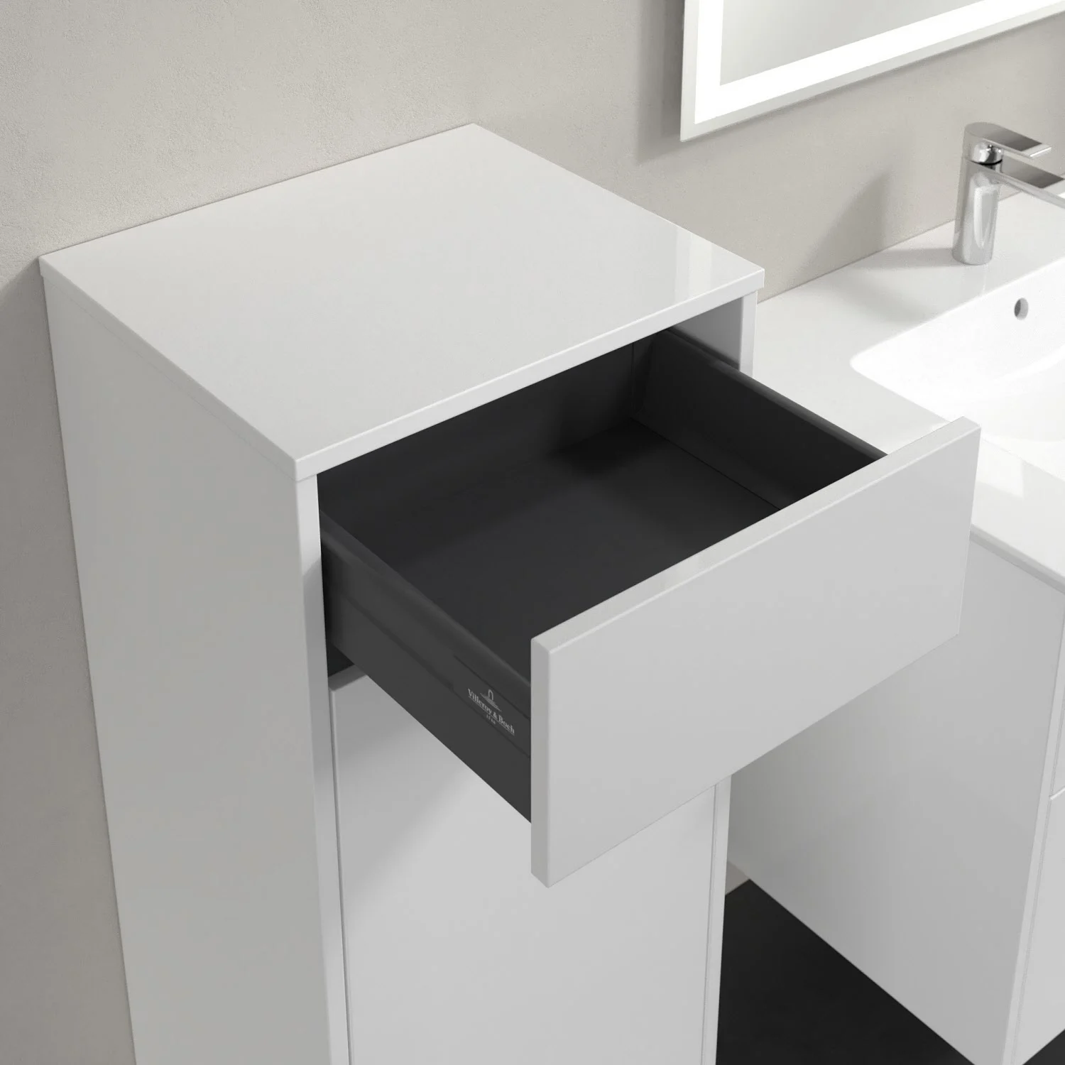 Villeroy & Boch Finero Seitenschrank 40,4 x 86,6 cm mit 1 Schublade und 1 Tür, Anschlag links Bild 6