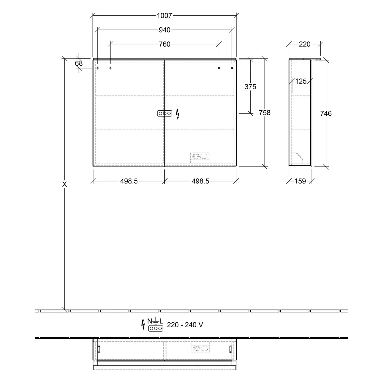 Villeroy & Boch Finero Vorbau-Spiegelschrank mit Beleuchtung 100,7 x 75,8 cm Bild 5