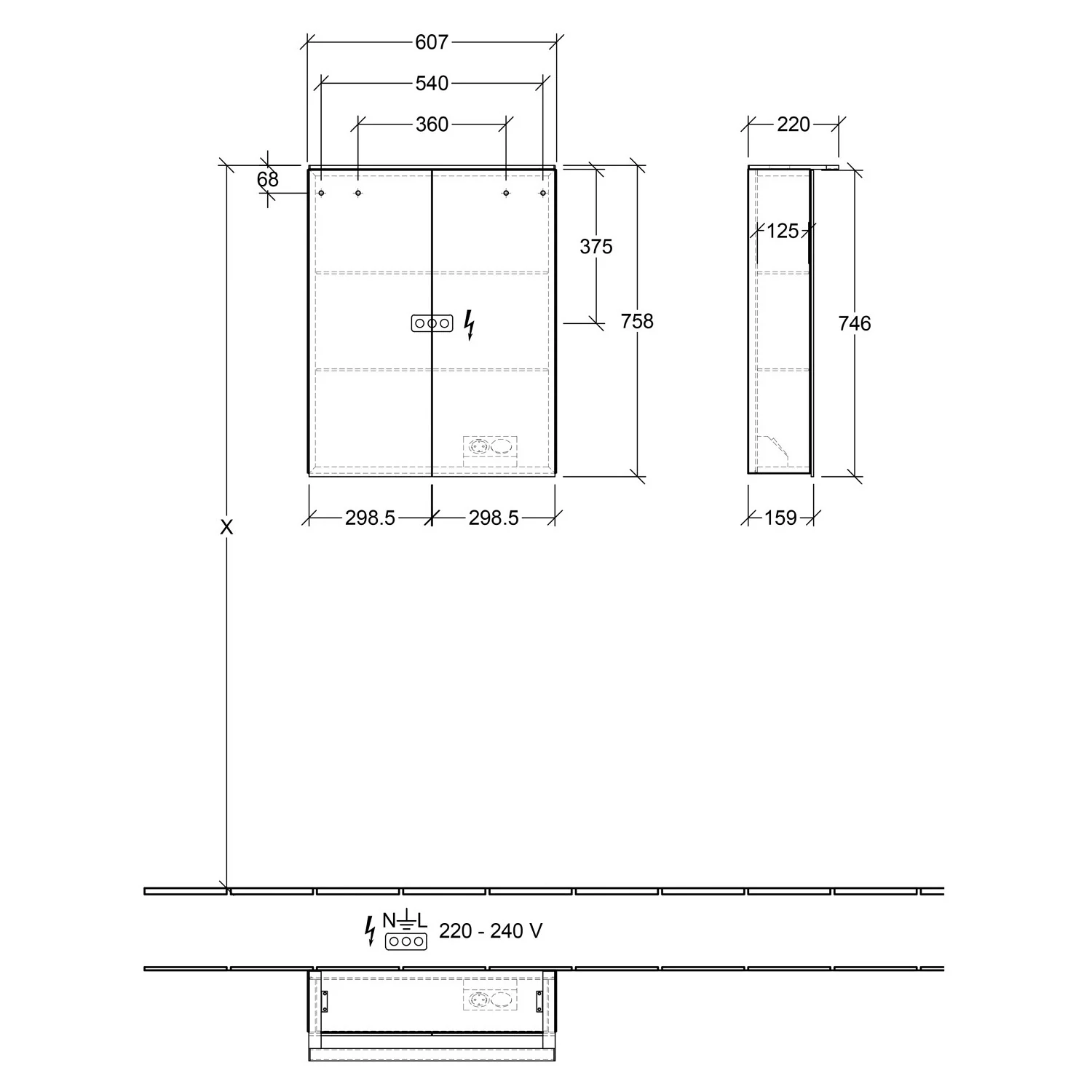 Villeroy & Boch Finero Vorbau-Spiegelschrank mit Beleuchtung 60,7 x 75,8 cm Bild 5