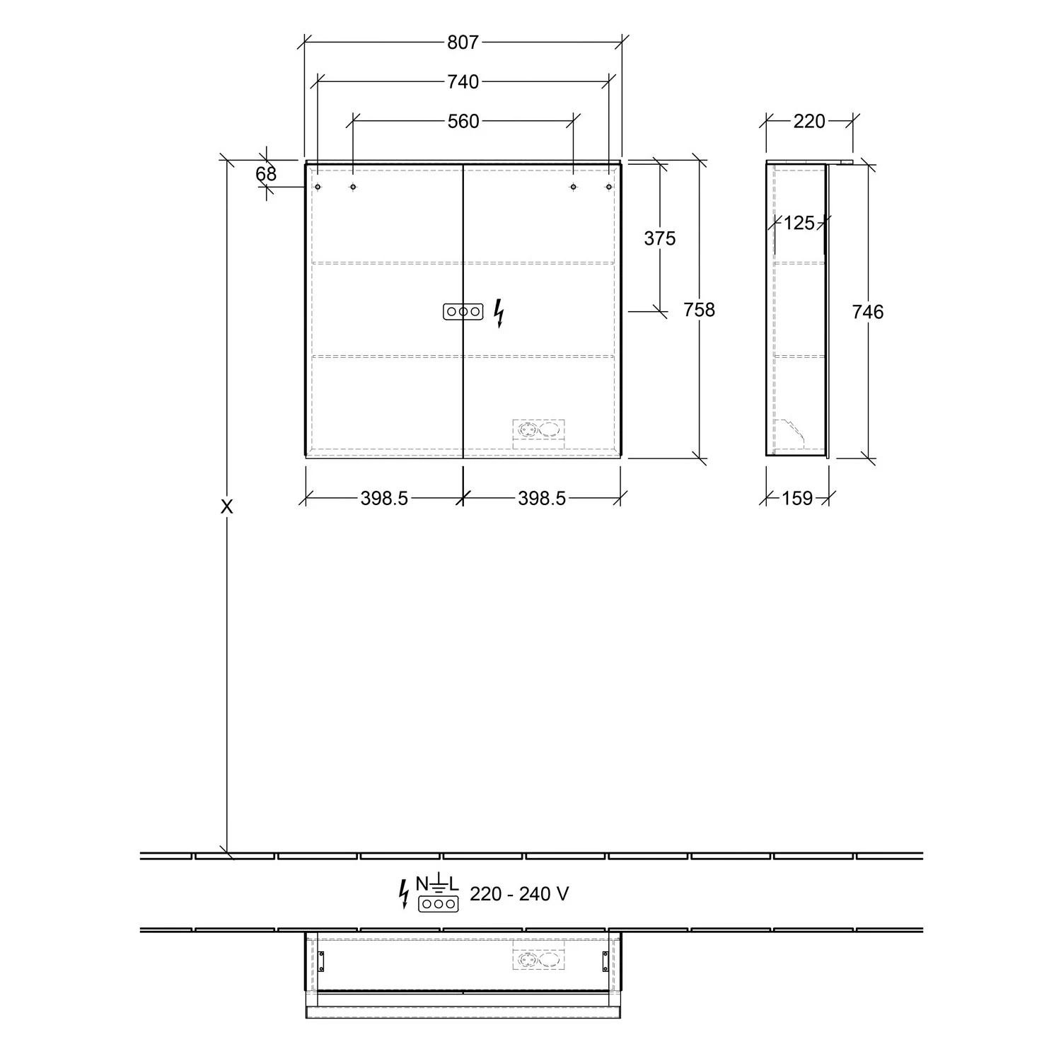 Villeroy & Boch Finero Vorbau-Spiegelschrank mit Beleuchtung 80,7 x 75,8 cm Bild 5