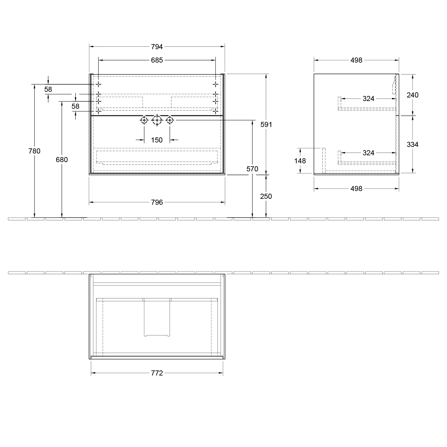 Villeroy & Boch Finion Waschtischunterschrank 79,6 cm, mit 2 Auszügen Bild 5