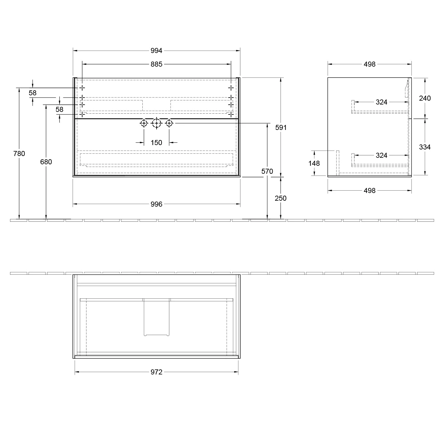 Villeroy & Boch Finion Waschtischunterschrank 99,6 cm, mit 2 Auszügen Bild 5
