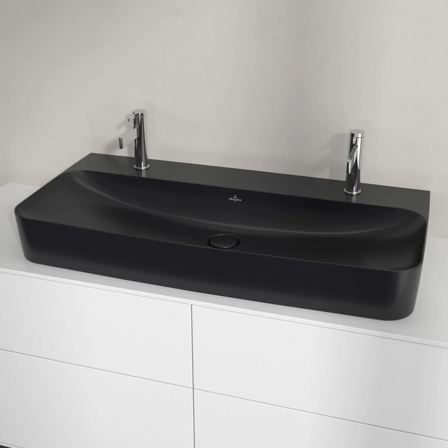 Umywalka Villeroy & Boch Finion 100 cm z 2 otworami na baterię, bez przelewu
