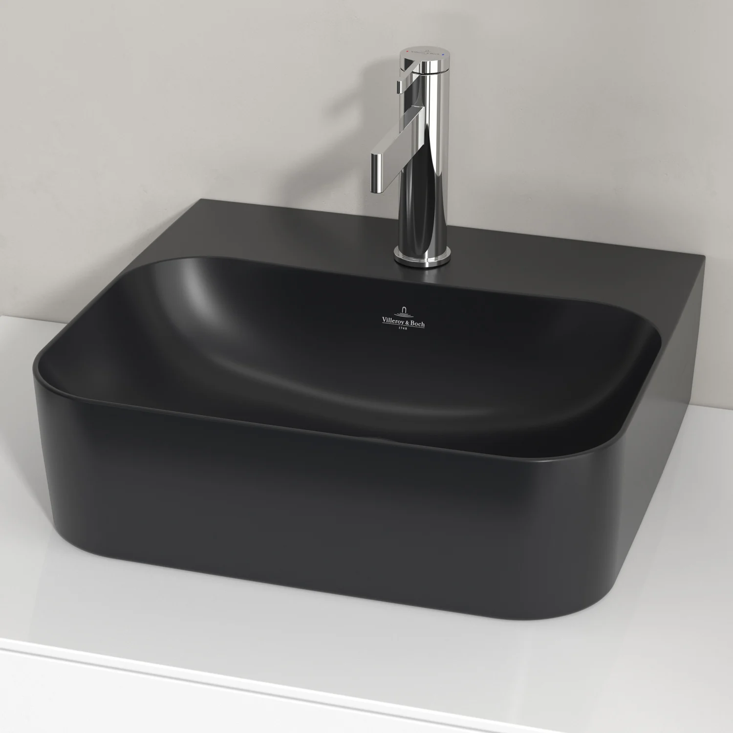 Umywalka mała Villeroy & Boch Finion 43 x 39 cm z jednym otworem na baterię, z przelewem ViFlow