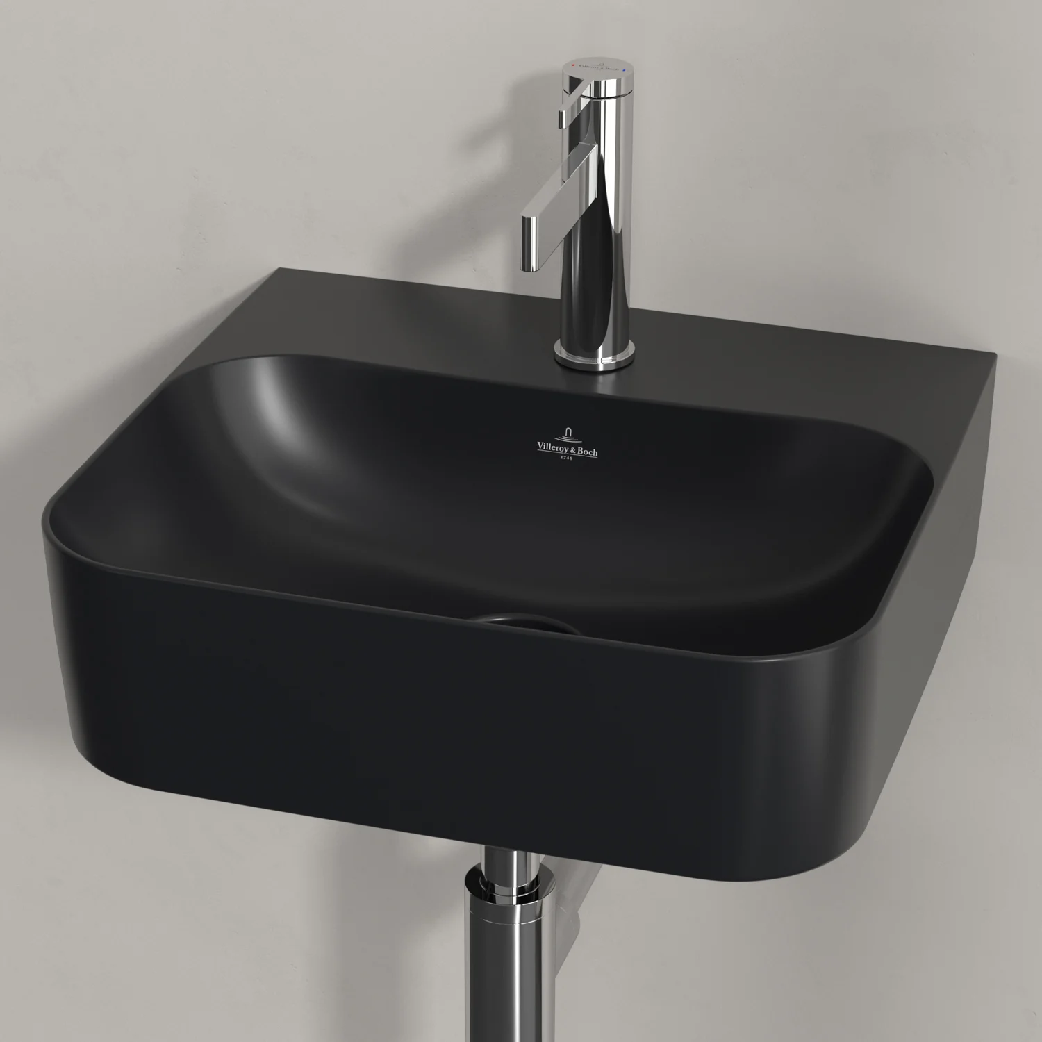 Umywalka mała Villeroy & Boch Finion 43 x 39 cm z jednym otworem na baterię, z przelewem ViFlow