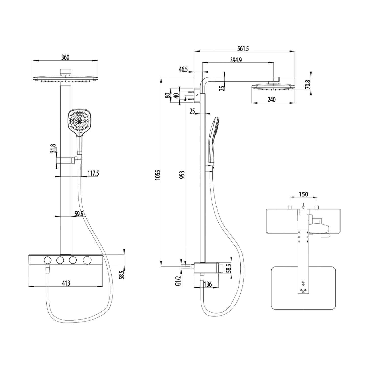 Villeroy & Boch Infinity Showers Duschsystem mit 3 Funktionen für Wandmontage Bild 5