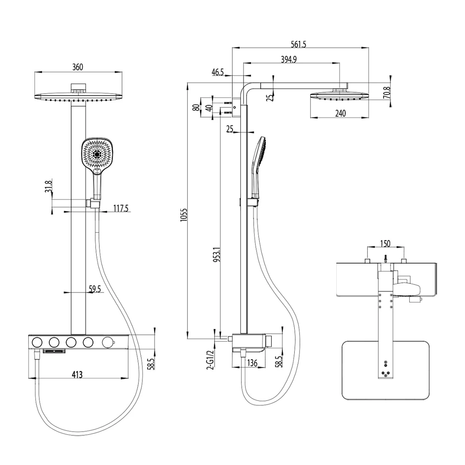Villeroy & Boch Infinity Showers Duschsystem mit 4 Funktionen für Wandmontage Bild 5