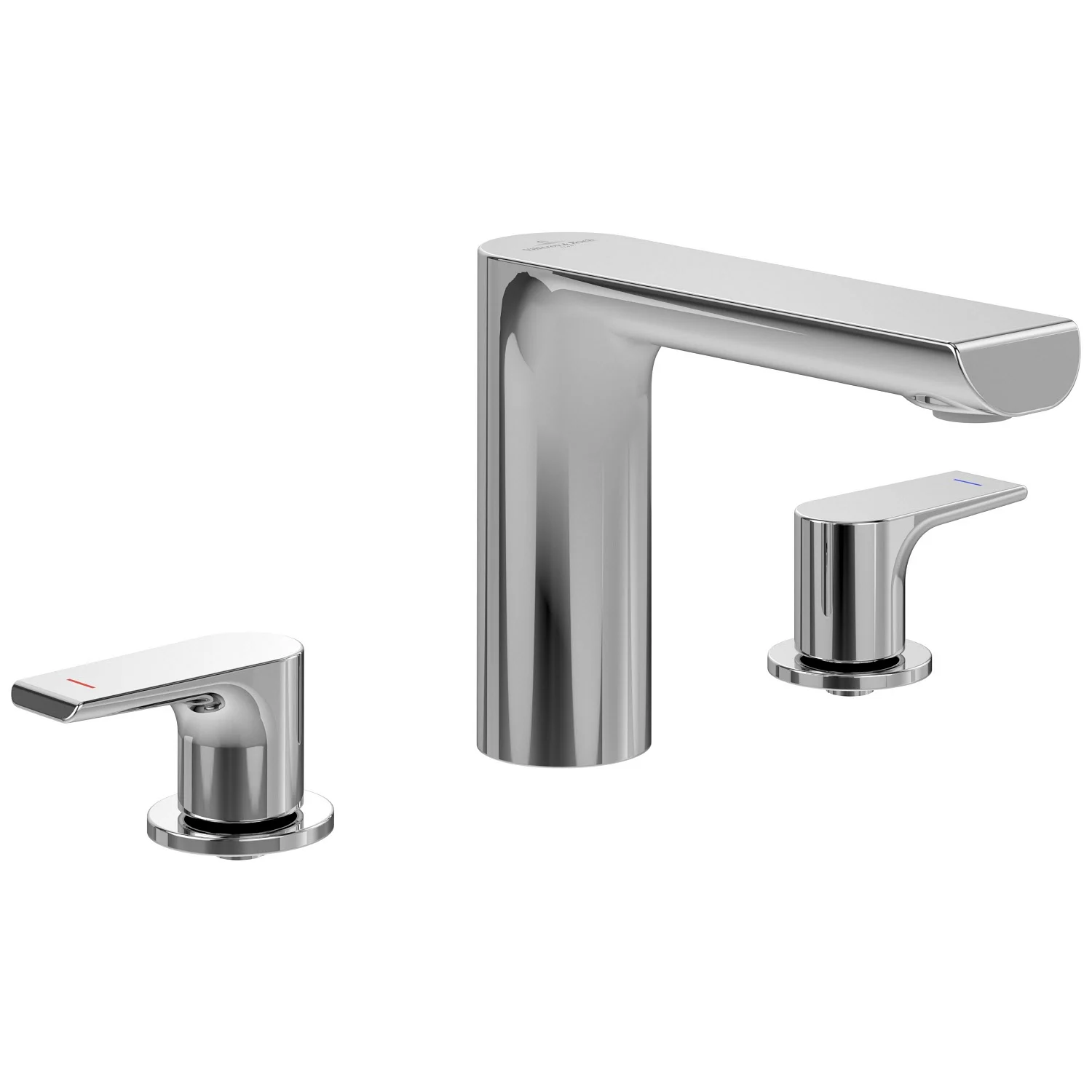 Chromowana bateria trójotworowa widok z przodu, Villeroy & Boch