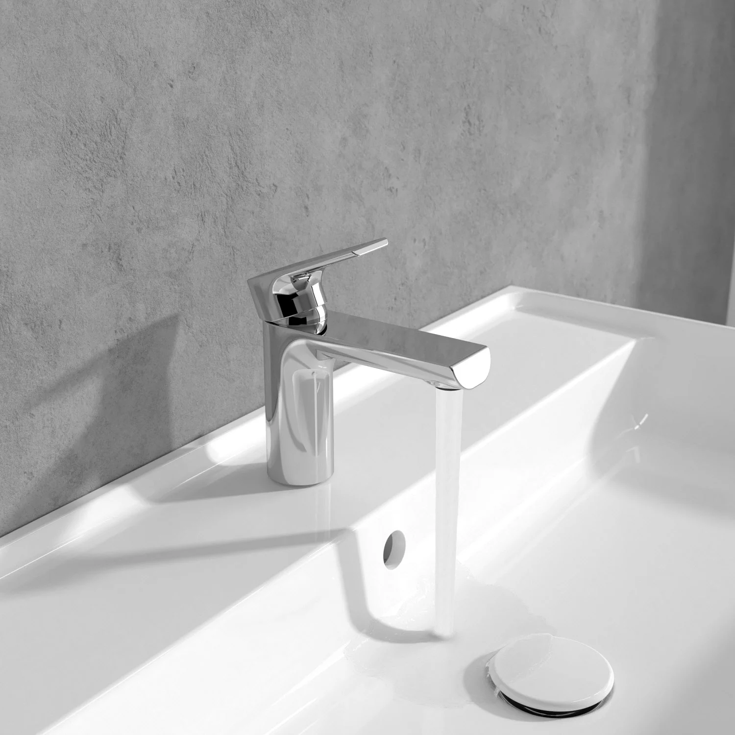 Chromowana bateria z bieżącą wodą w łazience, Villeroy & Boch