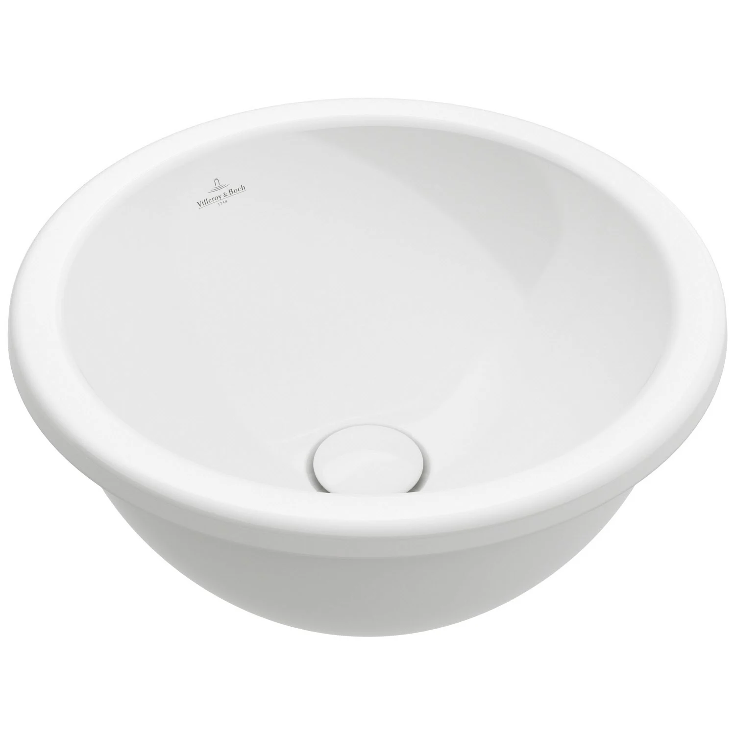 Okrągła biała umywalka w widoku z boku, Villeroy & Boch
