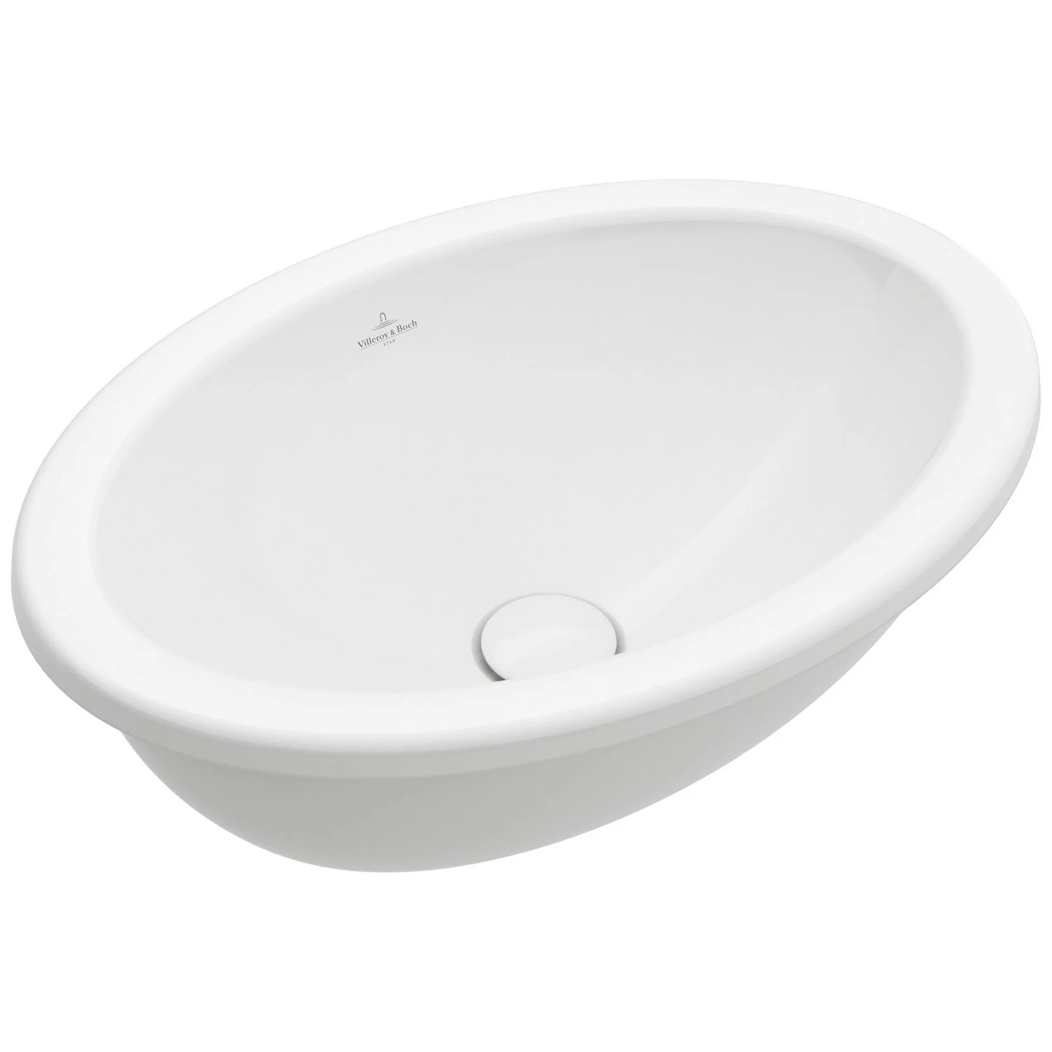 Owalna biała umywalka z widokiem z boku, Villeroy & Boch