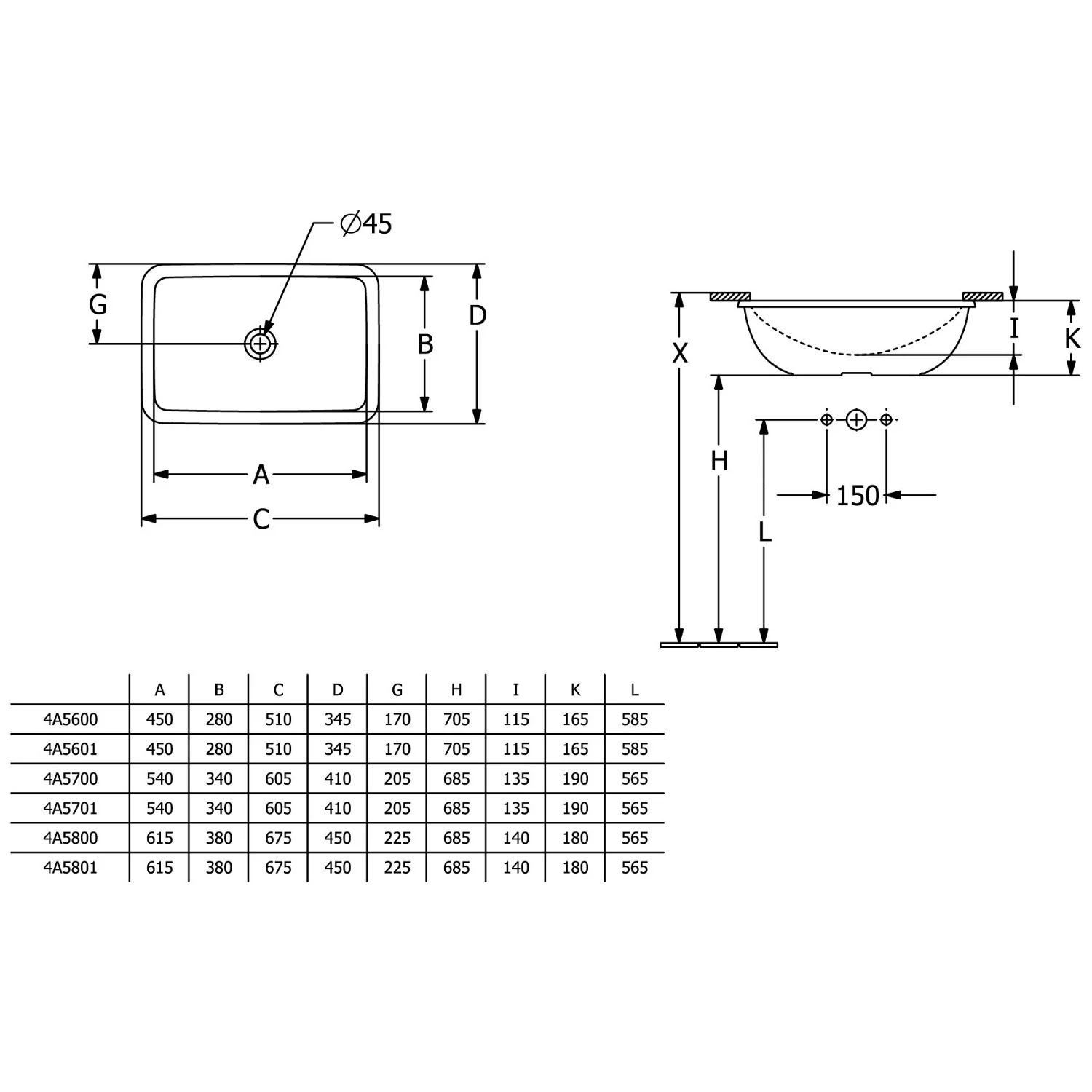 Villeroy & Boch Loop & Friends Unterbauwaschbecken rechteckig 60 x 40,5 cm, mit Überlauf Bild 3