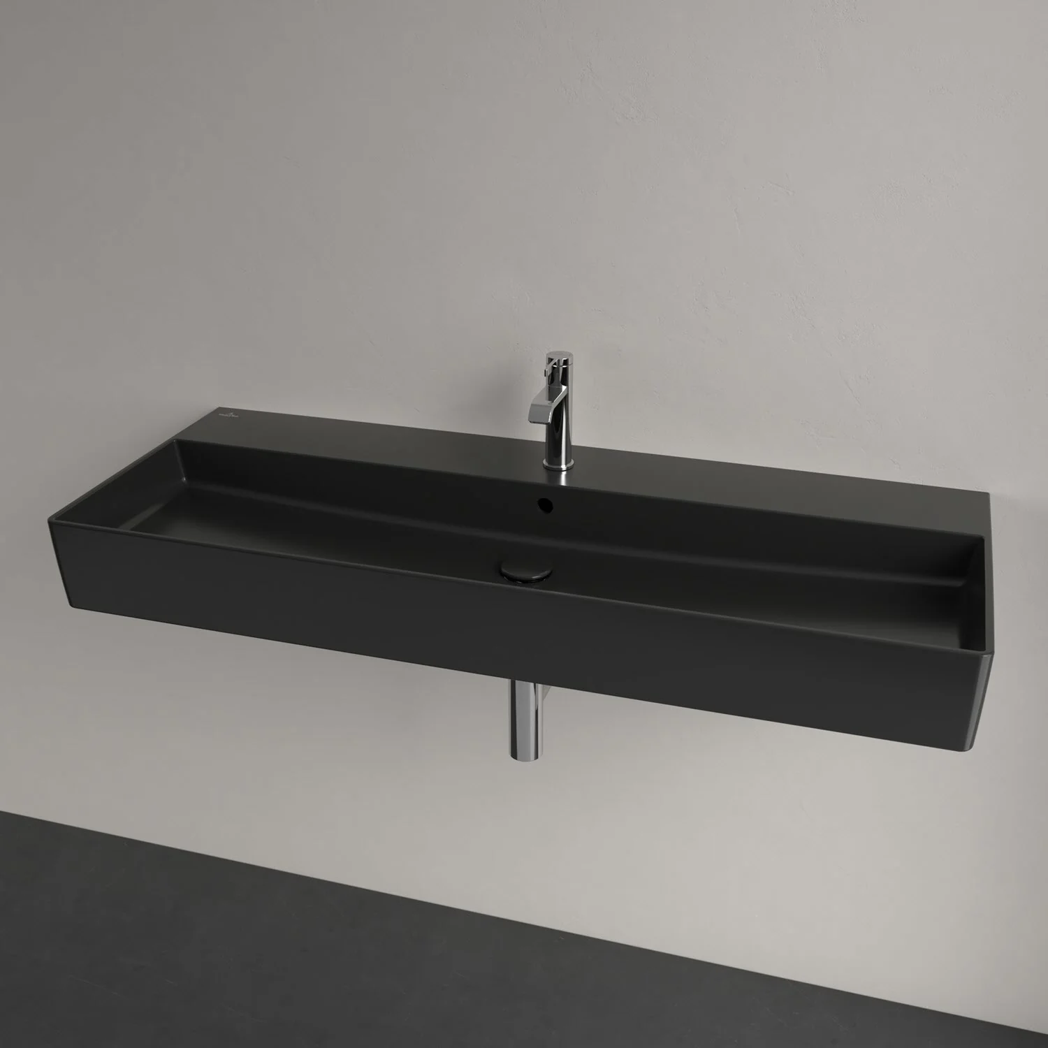 Czarna umywalka z baterią zbliżenie, Villeroy & Boch