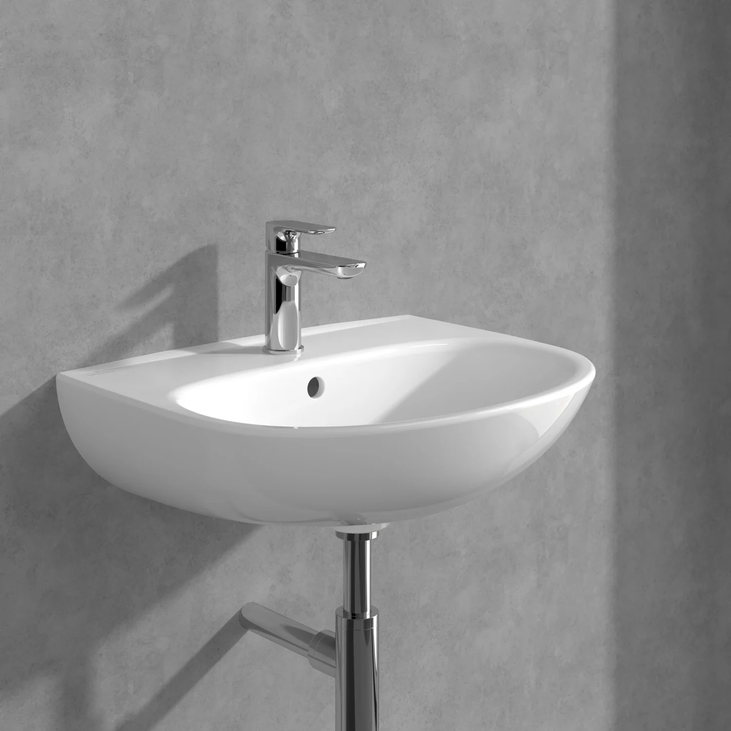 Biała umywalka z baterią widok z boku, Villeroy & Boch
