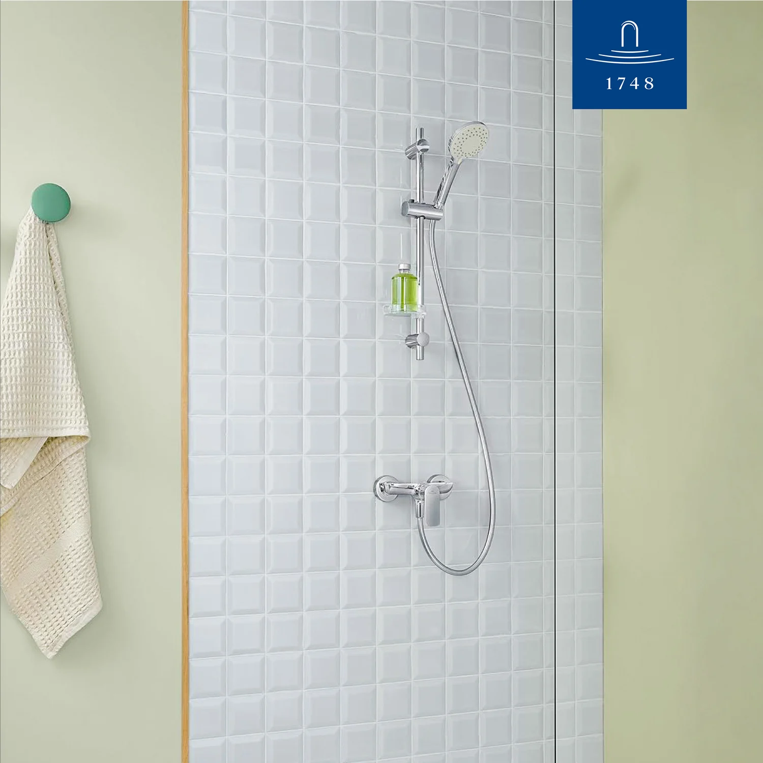 Armatura prysznicowa z rączką prysznicową na ścianie z płytek, Villeroy & Boch