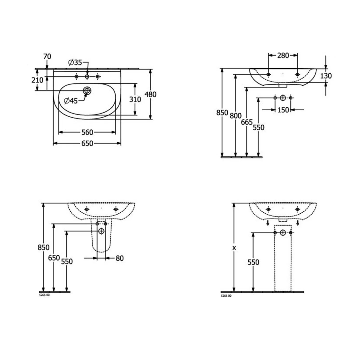 Villeroy & Boch O.novo Waschtisch 65 x 48 cm, mit Überlauf Bild 5