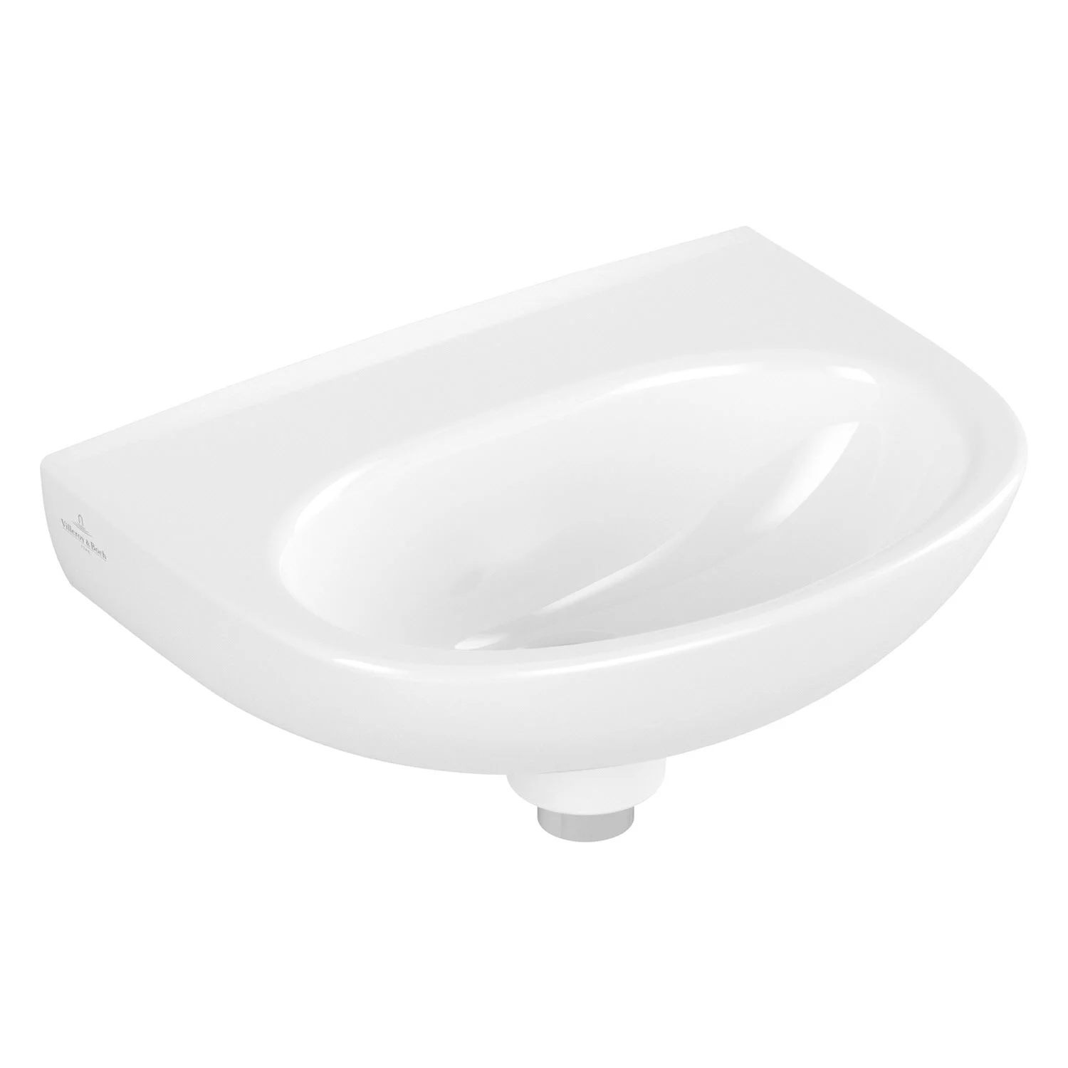 Biała umywalka bez baterii, widok z boku, Villeroy & Boch