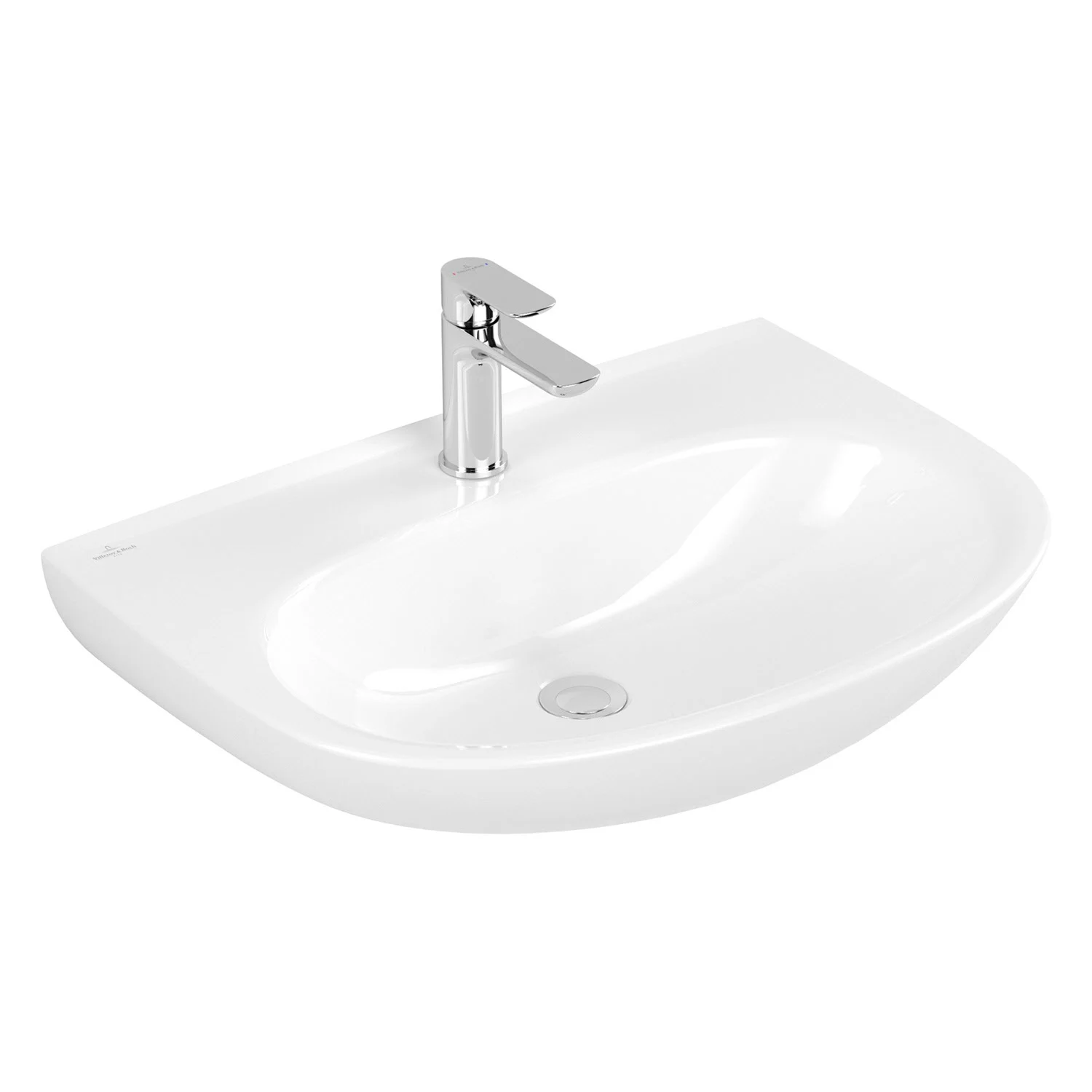 Biała umywalka z baterią widok z przodu, Villeroy & Boch