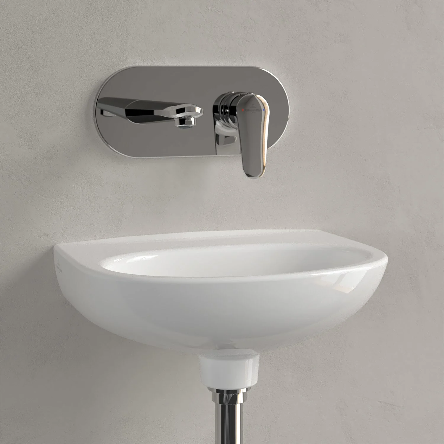 Umywalka narożna z baterią ścienną zbliżenie, Villeroy & Boch