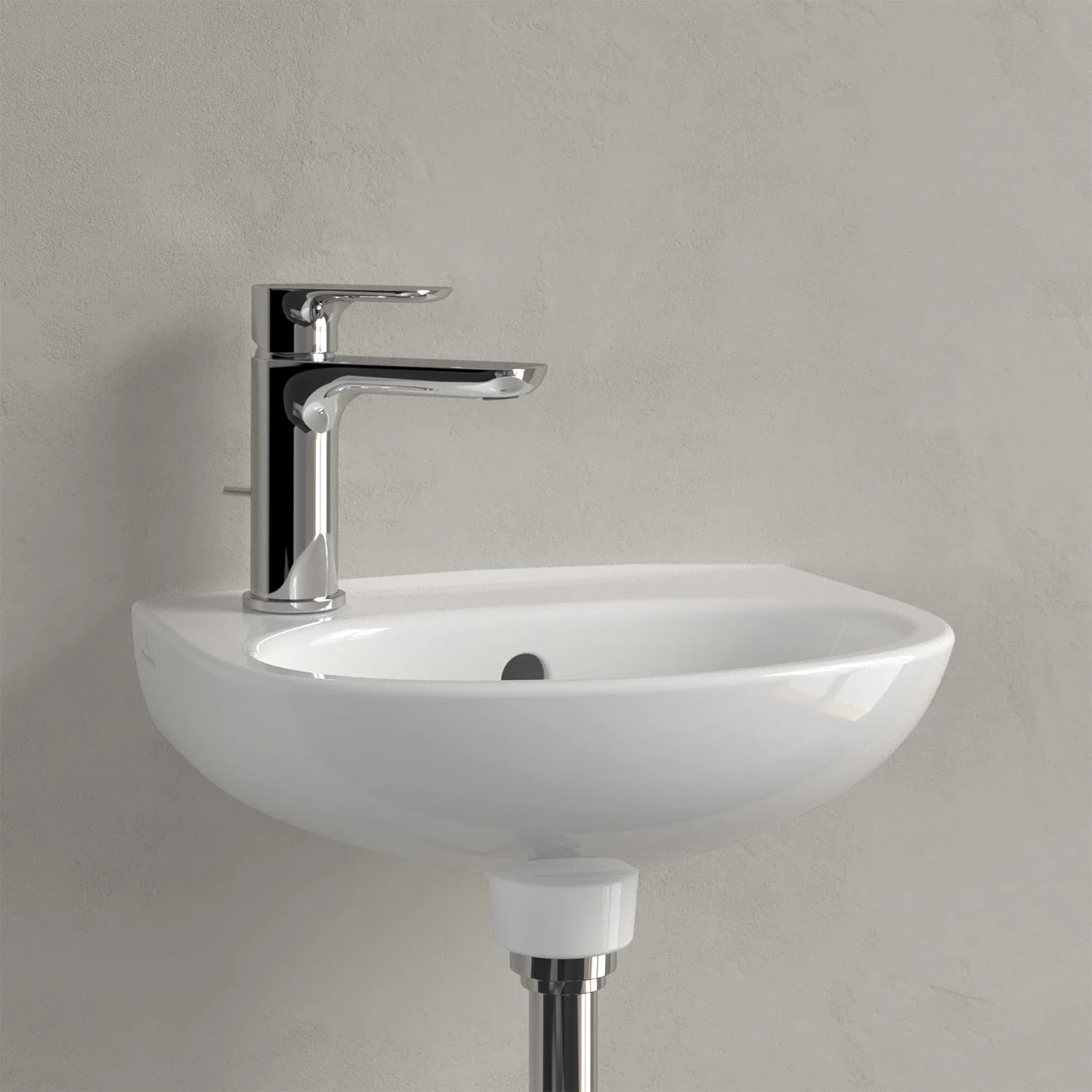 Umywalka narożna z baterią zbliżenie, Villeroy & Boch