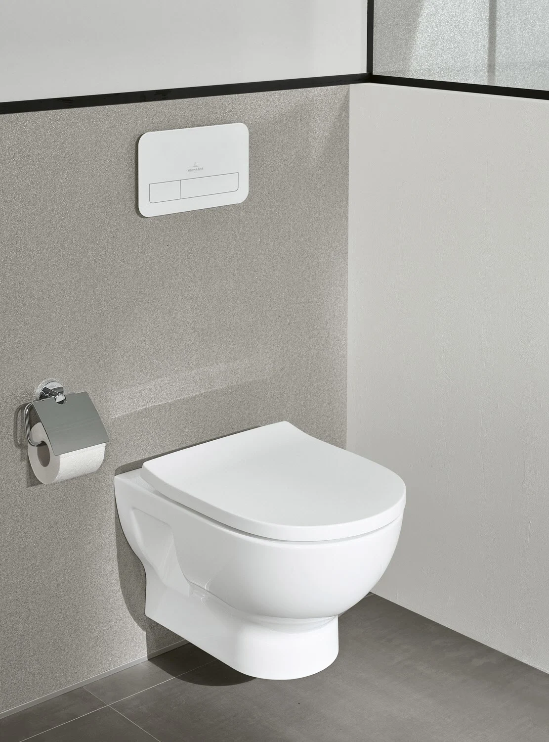 Wisząca toaleta w nowoczesnej łazience, Villeroy & Boch