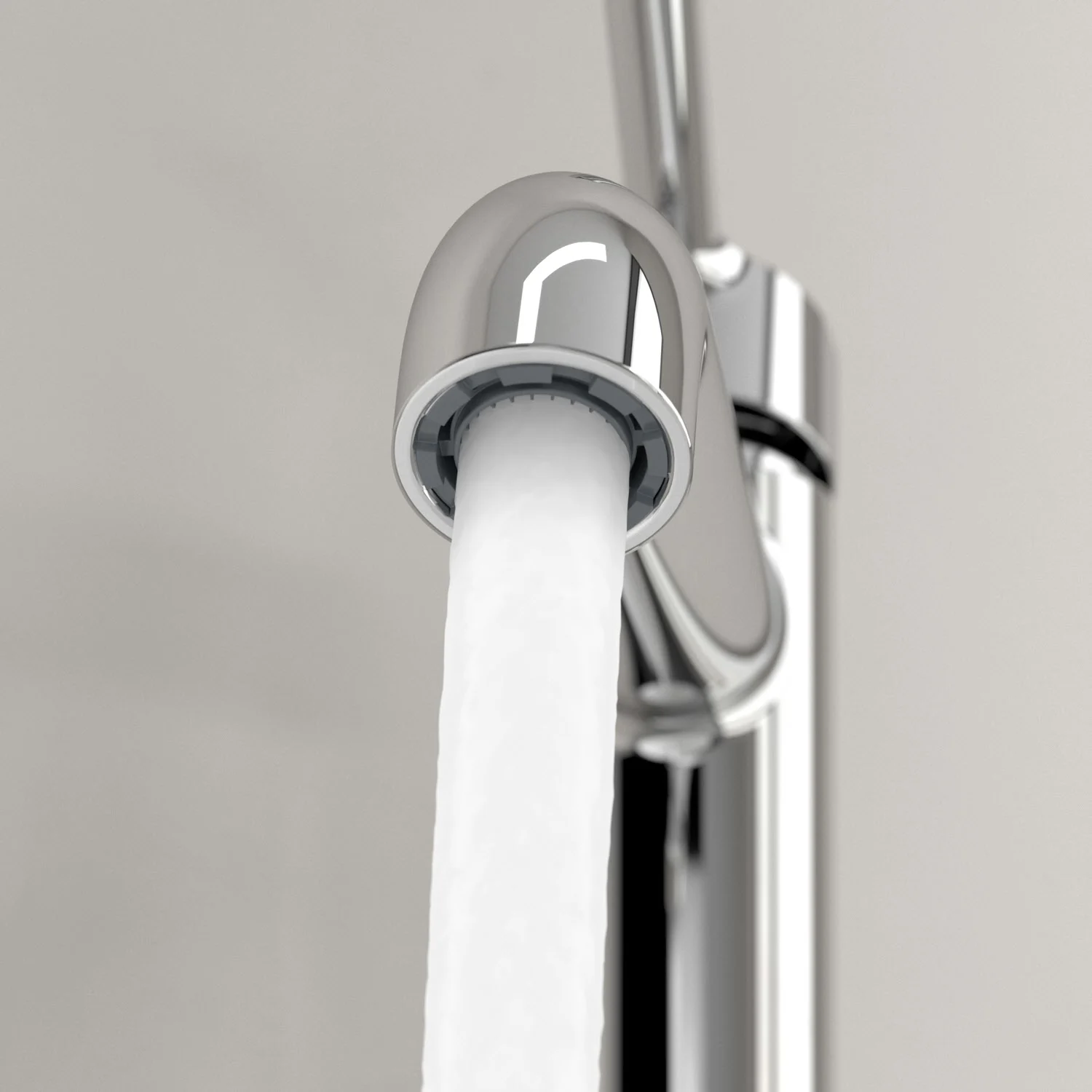 Chromowana bateria z bieżącą wodą zbliżenie, Villeroy & Boch