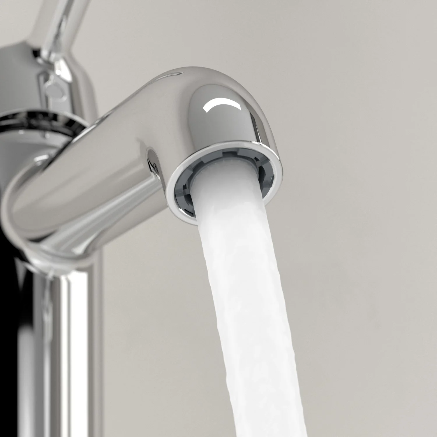 Chromowana bateria z bieżącą wodą zbliżenie, Villeroy & Boch