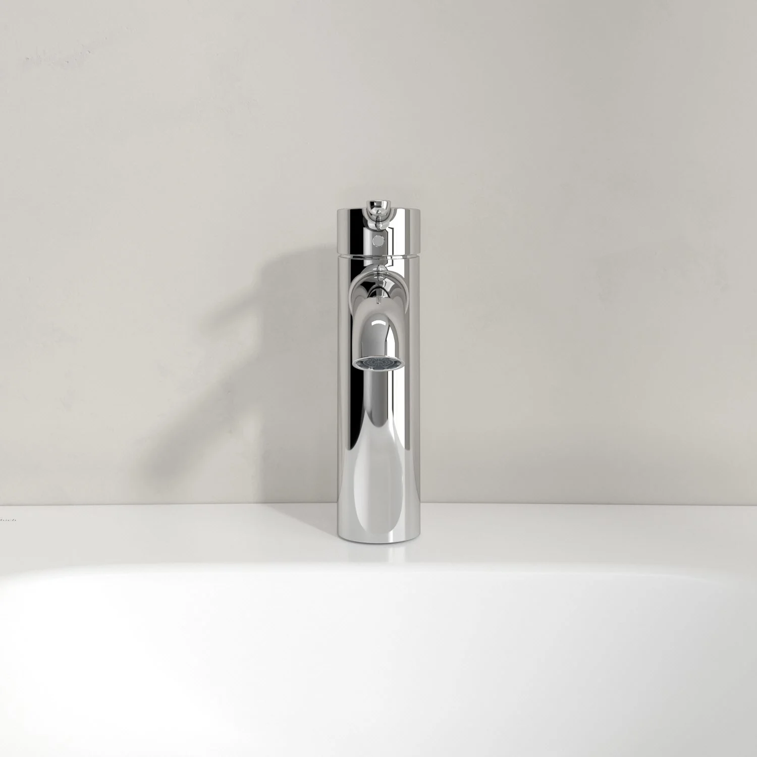 Chromowana bateria przed białą umywalką, Villeroy & Boch