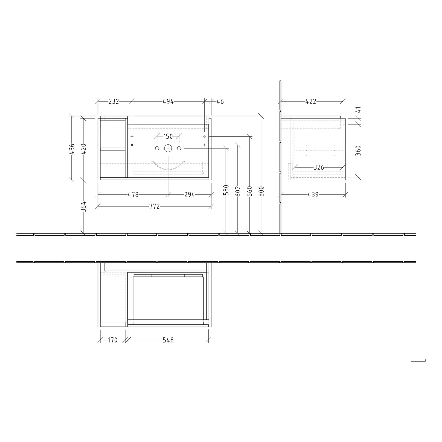 Villeroy & Boch Skyla Waschtischunterschrank 77,2 x 43,6 cm, 1 Auszug, Stauraum links Bild 5