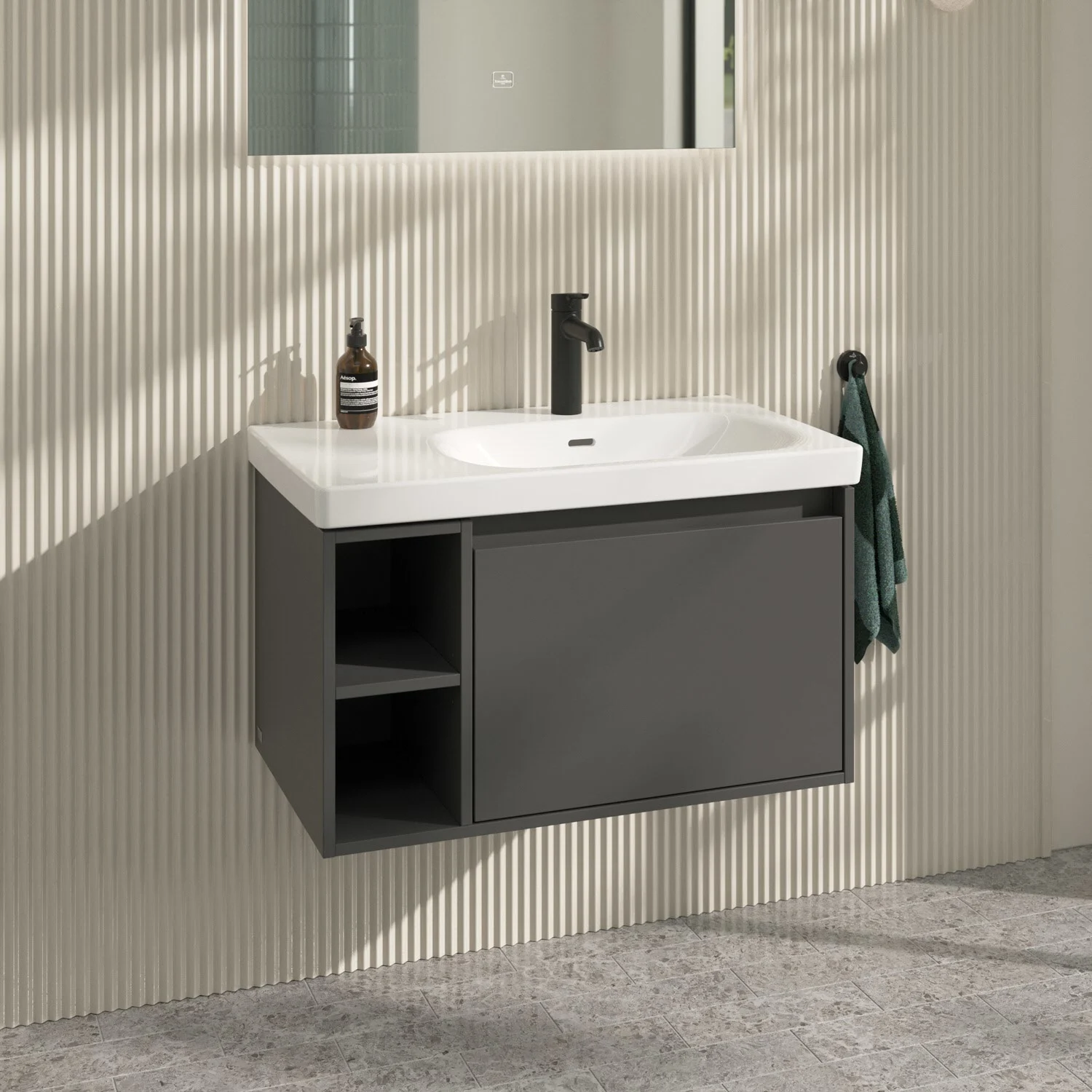 Villeroy & Boch Skyla Waschtischunterschrank 77,2 x 43,6 cm, 1 Auszug, Stauraum links