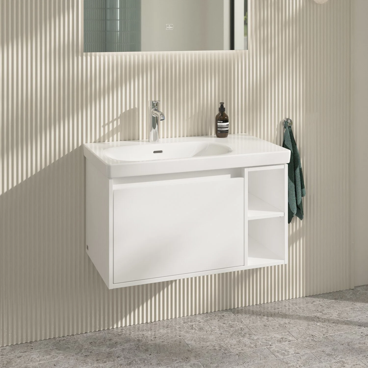 Villeroy & Boch Skyla Waschtischunterschrank 77,2 x 43,6 cm, 1 Auszug, Stauraum rechts