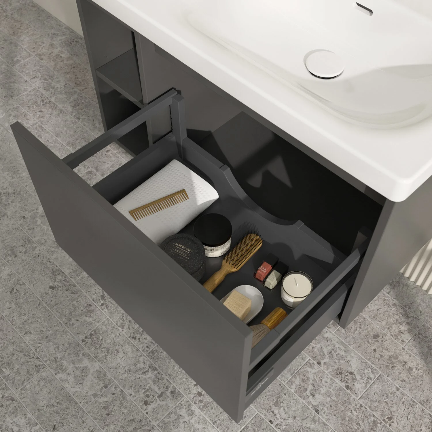 Villeroy & Boch Skyla Waschtischunterschrank 77,2 x 43,6 cm, 1 Auszug, Stauraum links Bild 6